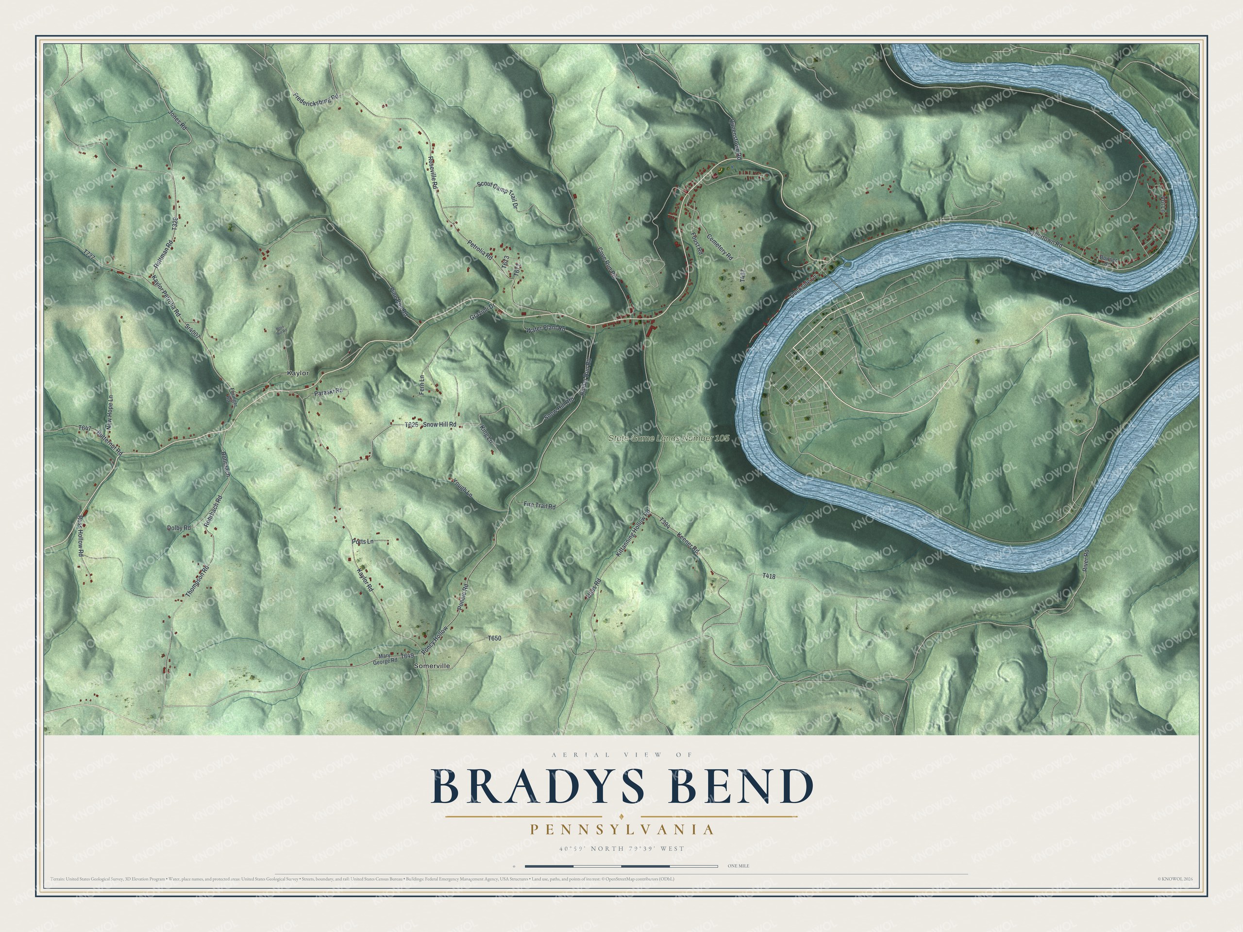 Watermarked full-map preview of Bradys Bend, Pennsylvania
