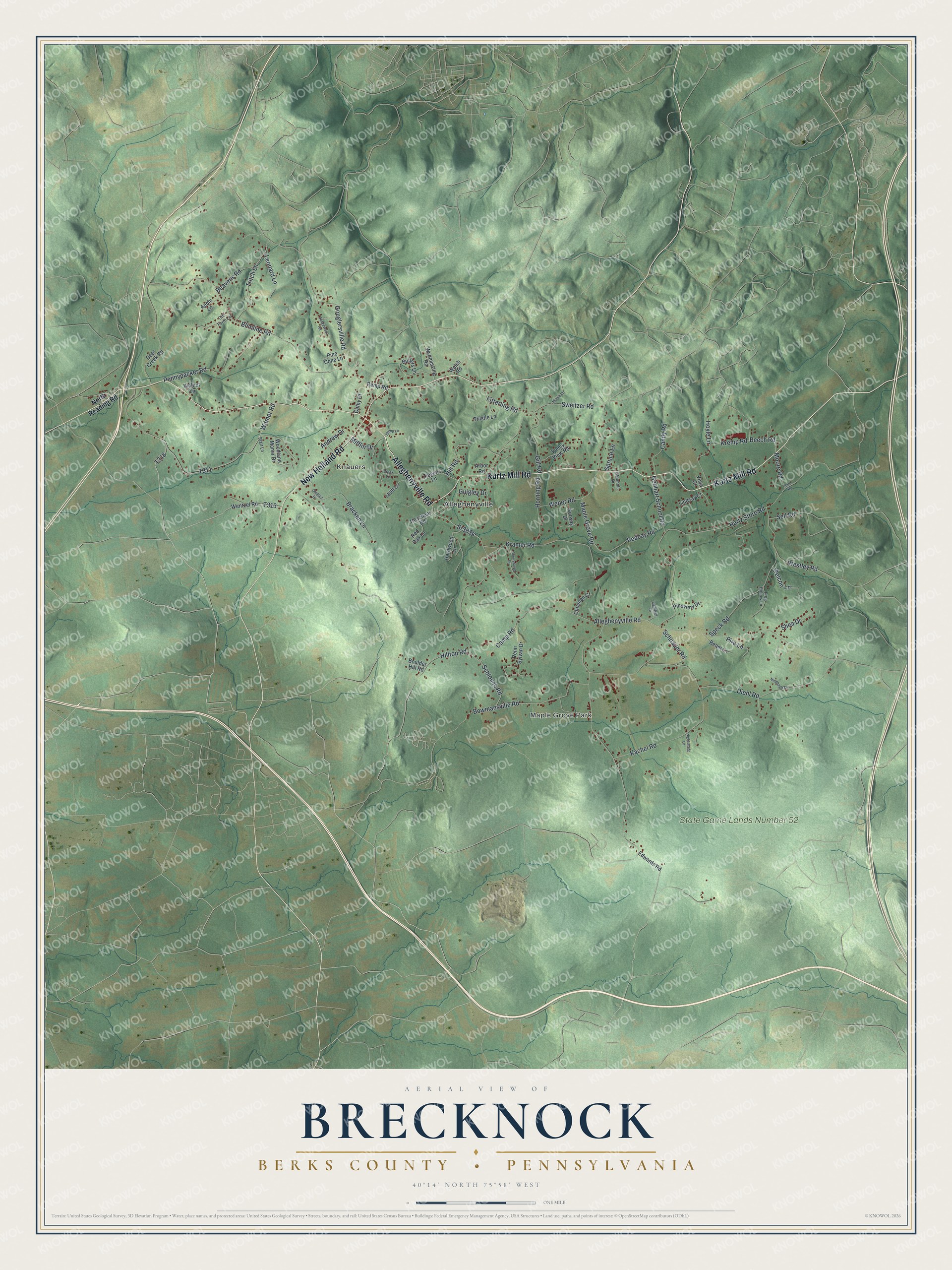 Watermarked full-map preview of Brecknock, Pennsylvania