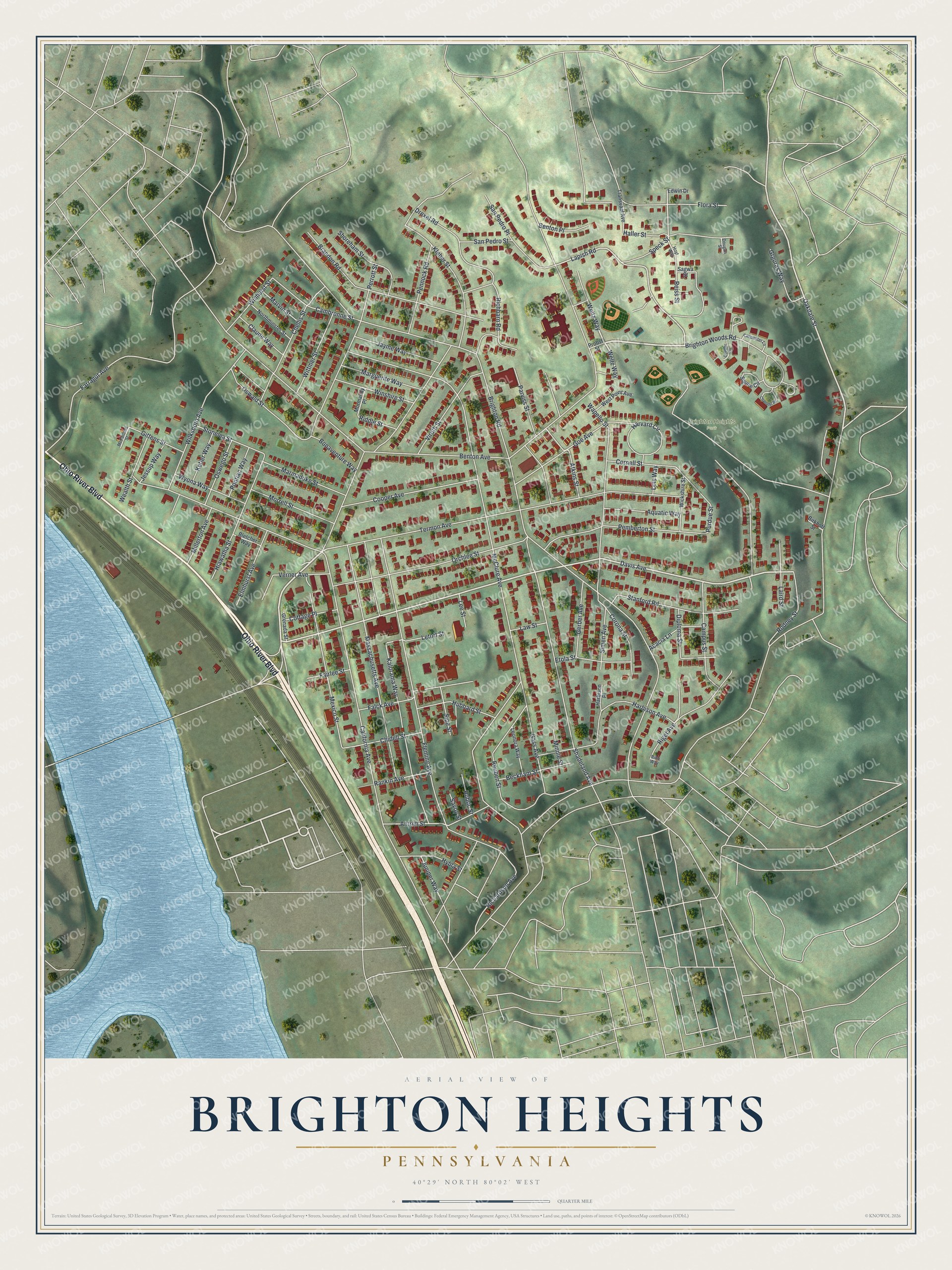 Watermarked full-map preview of Brighton Heights, Pennsylvania