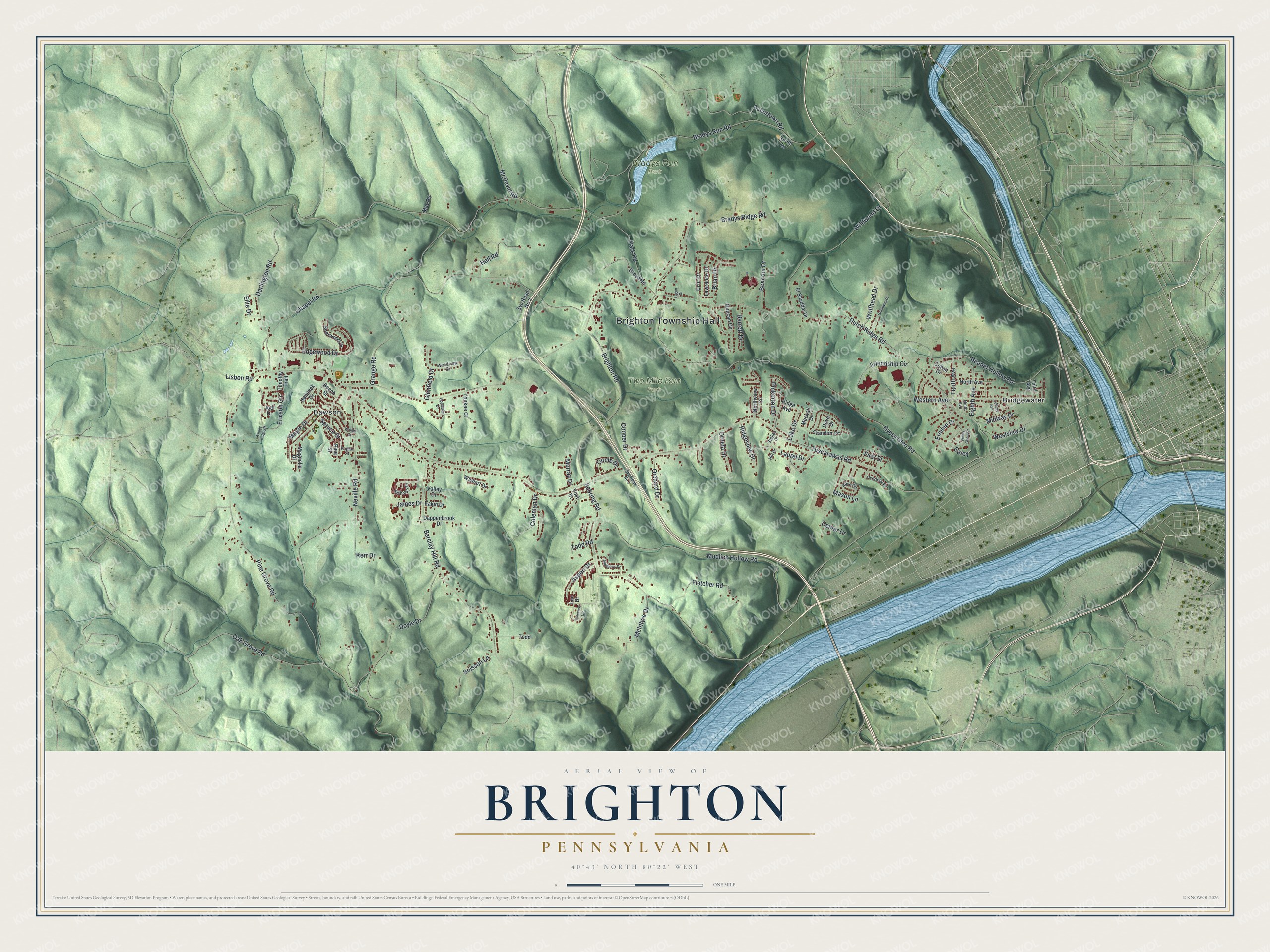 Watermarked full-map preview of Brighton, Pennsylvania