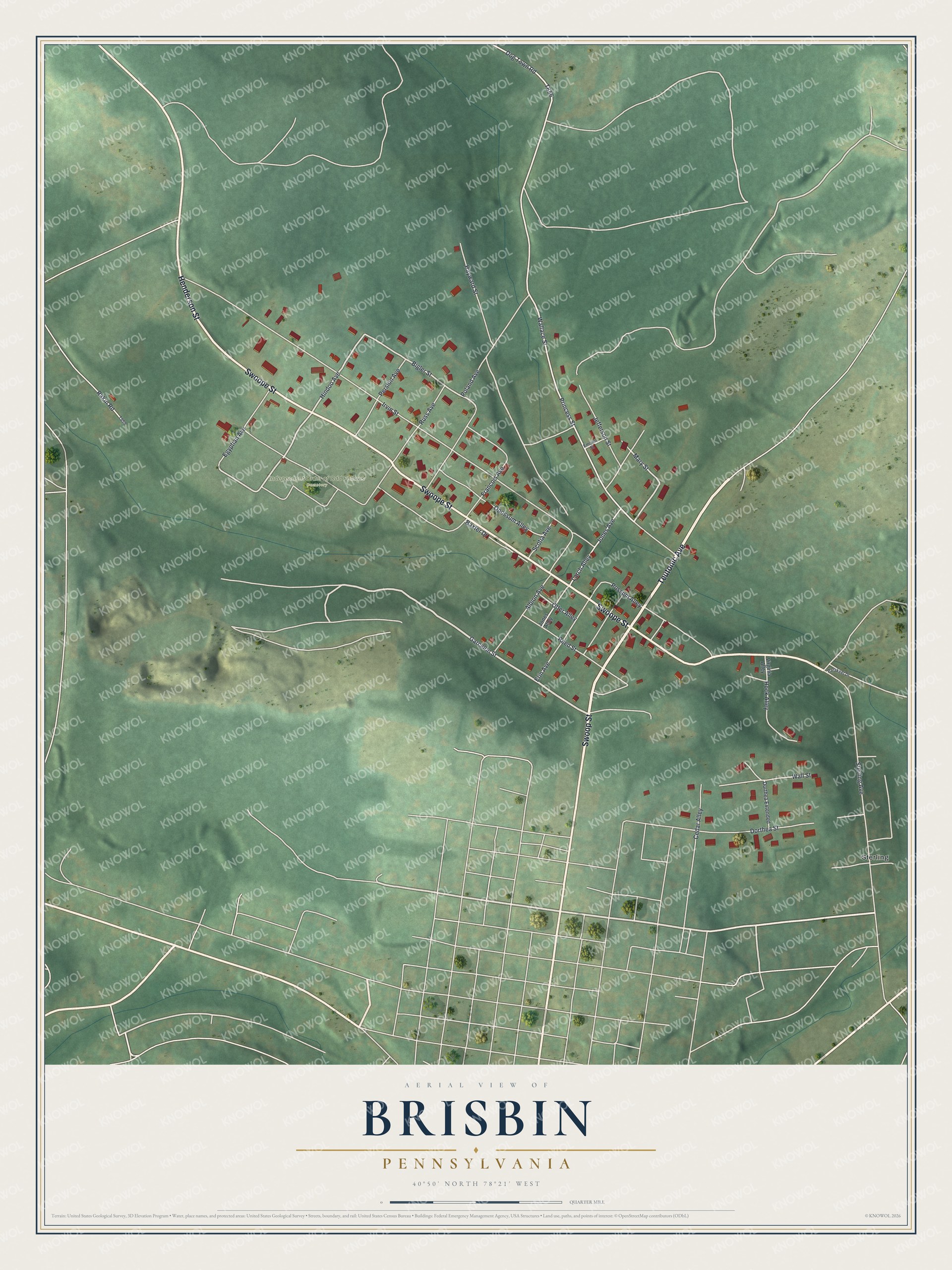 Watermarked full-map preview of Brisbin, Pennsylvania