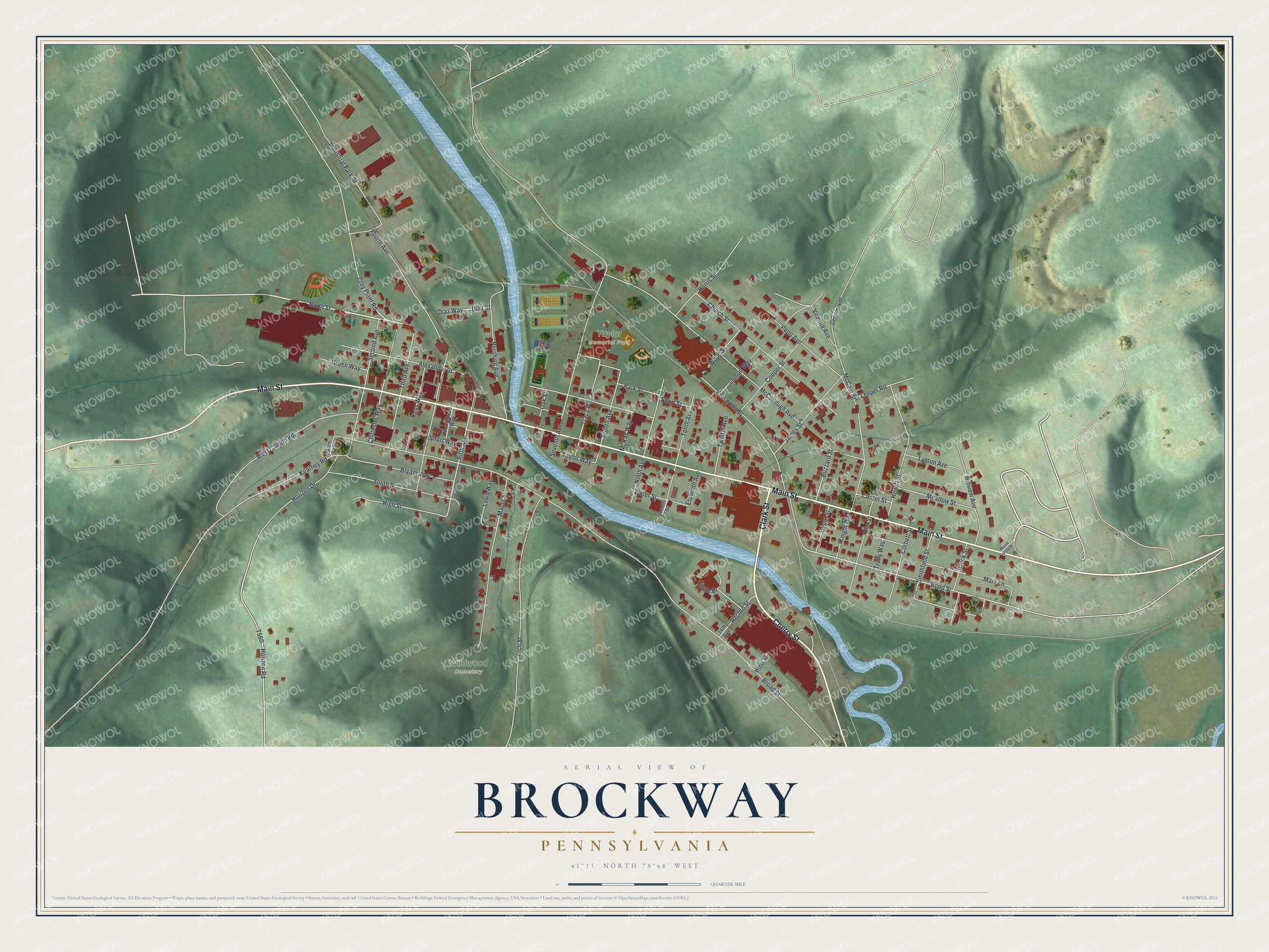 Watermarked full-map preview of Brockway, Pennsylvania