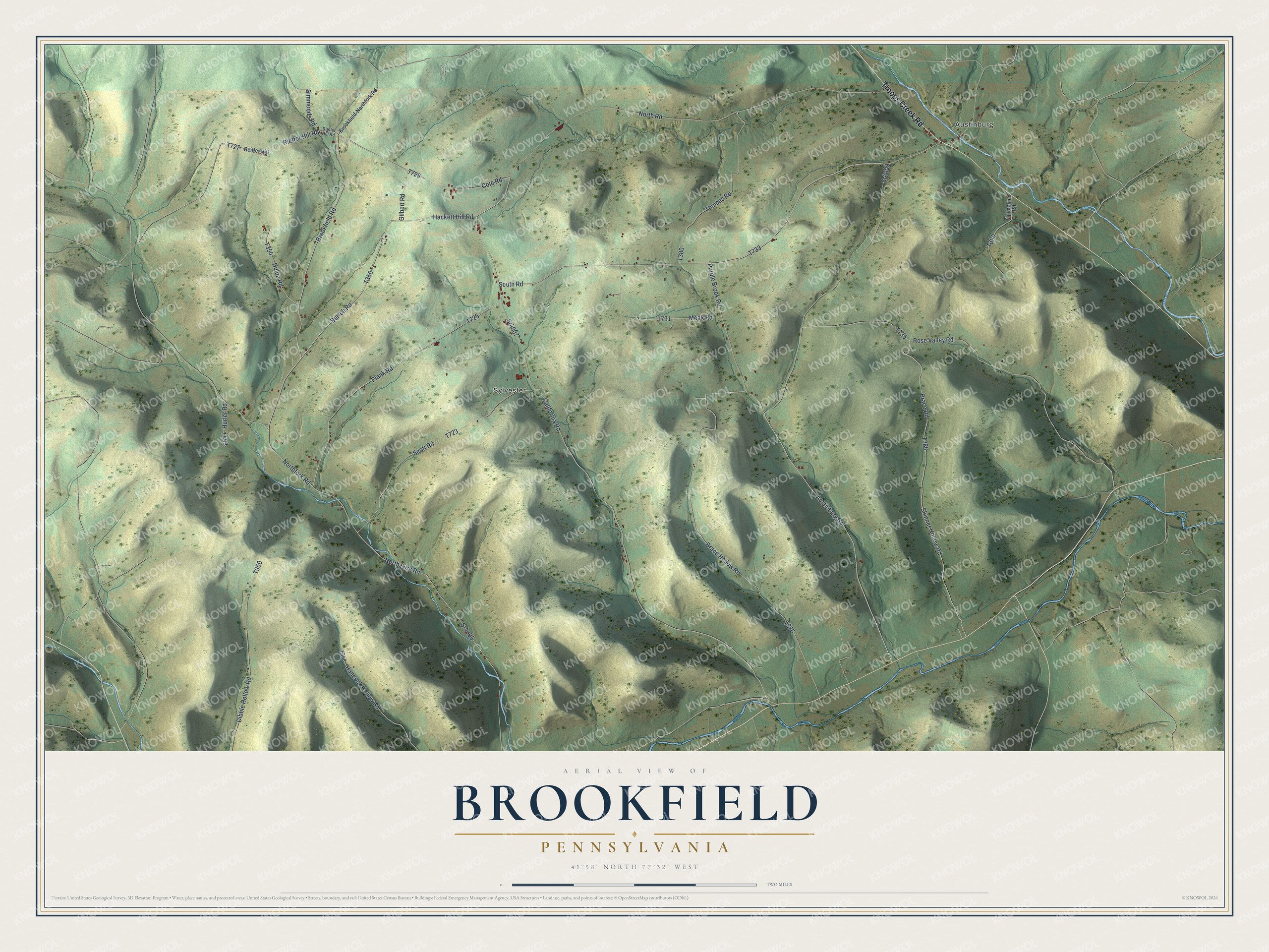 Watermarked full-map preview of Brookfield, Pennsylvania