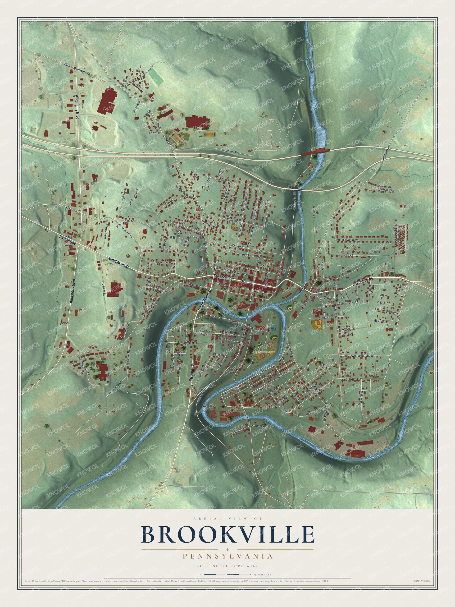 Watermarked full-map preview of Brookville, Pennsylvania