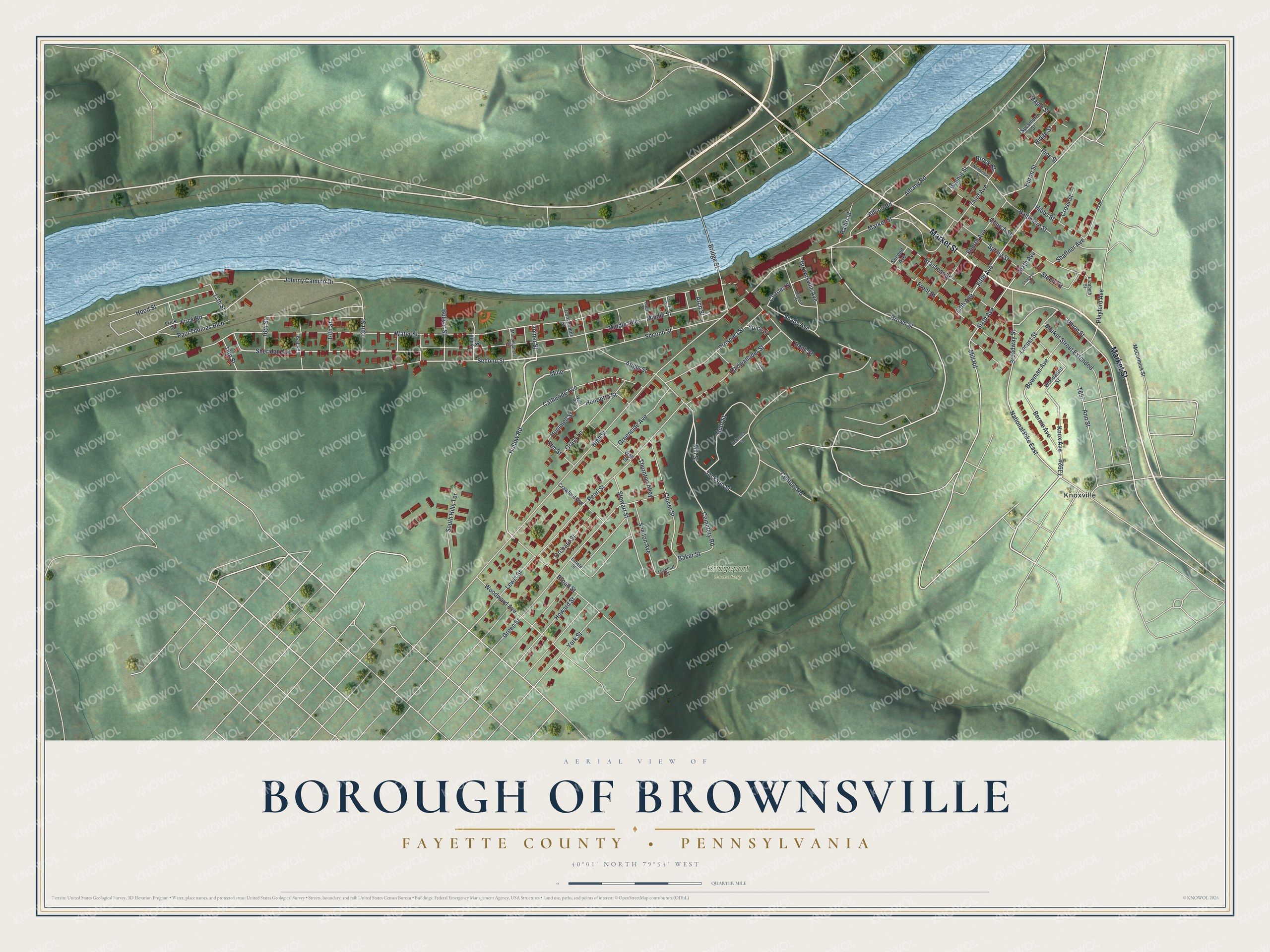 Watermarked full-map preview of Borough of Brownsville, Pennsylvania