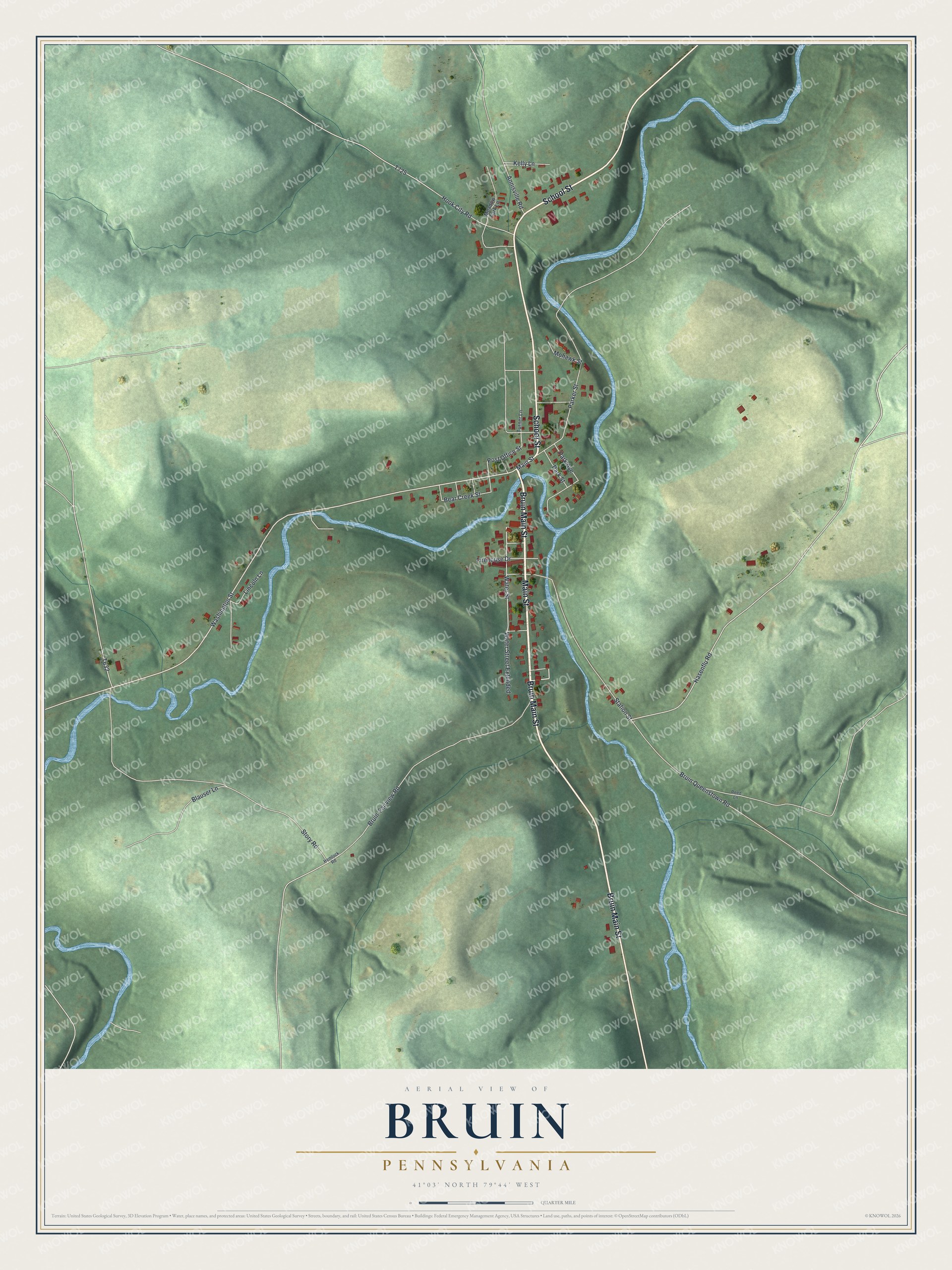Watermarked full-map preview of Bruin, Pennsylvania