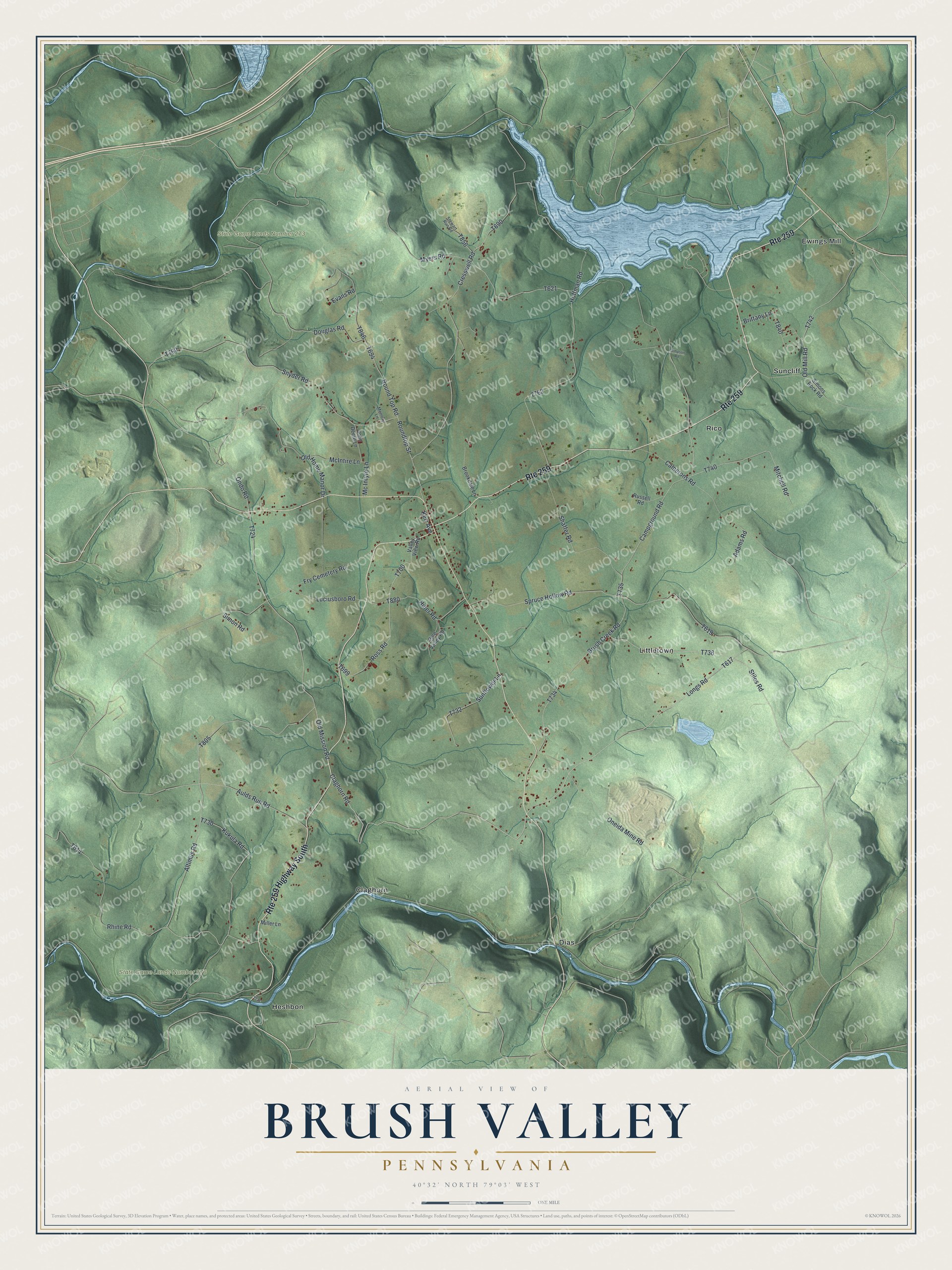 Watermarked full-map preview of Brush Valley, Pennsylvania