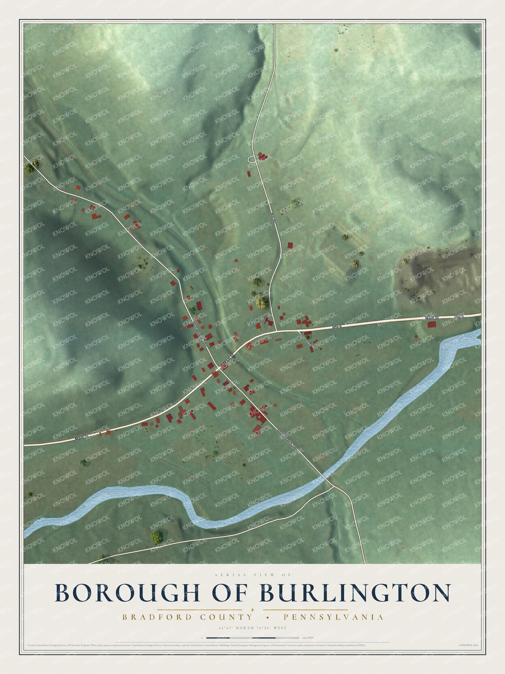 Watermarked full-map preview of Borough of Burlington, Pennsylvania
