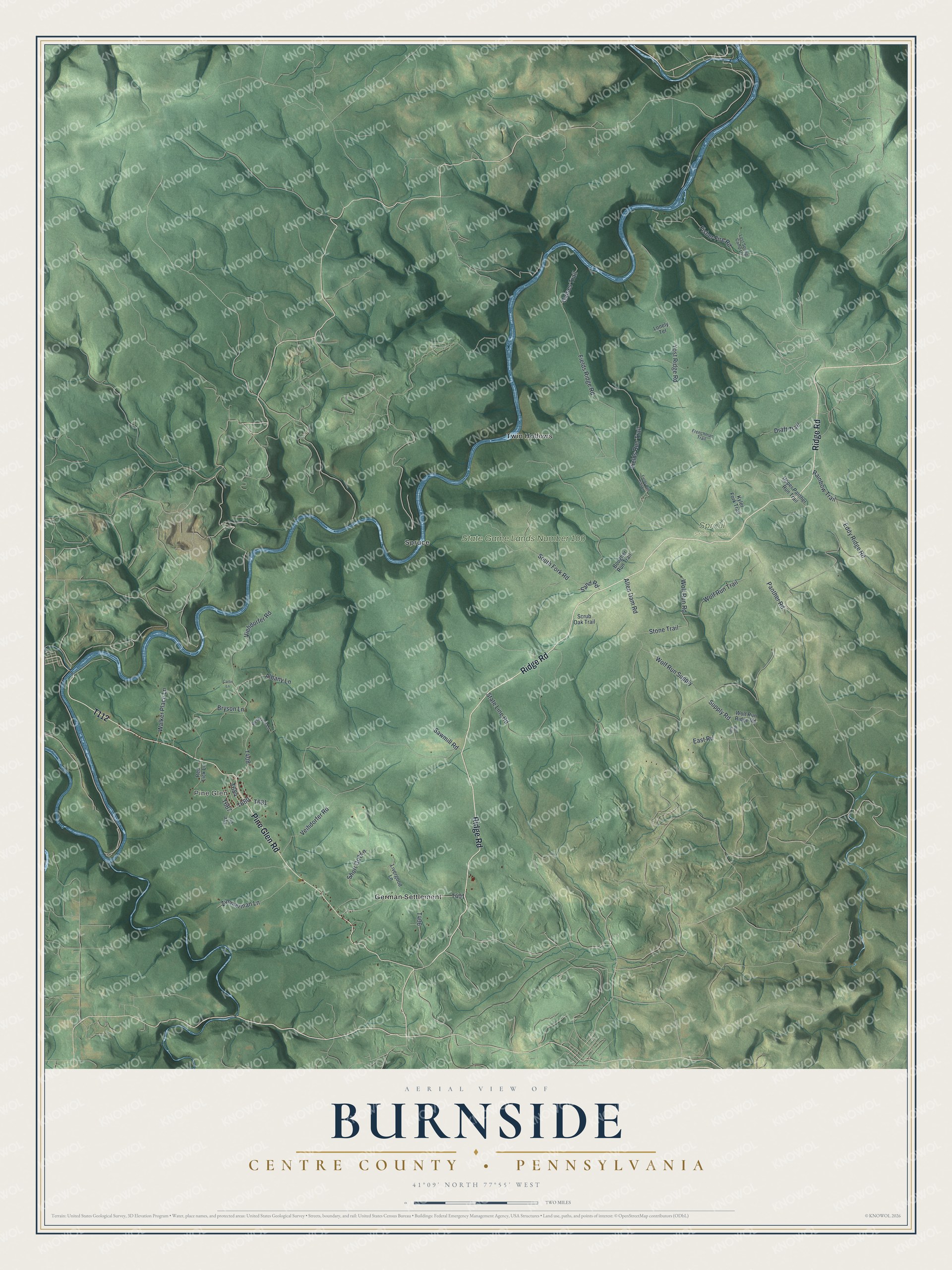Watermarked full-map preview of Burnside, Pennsylvania