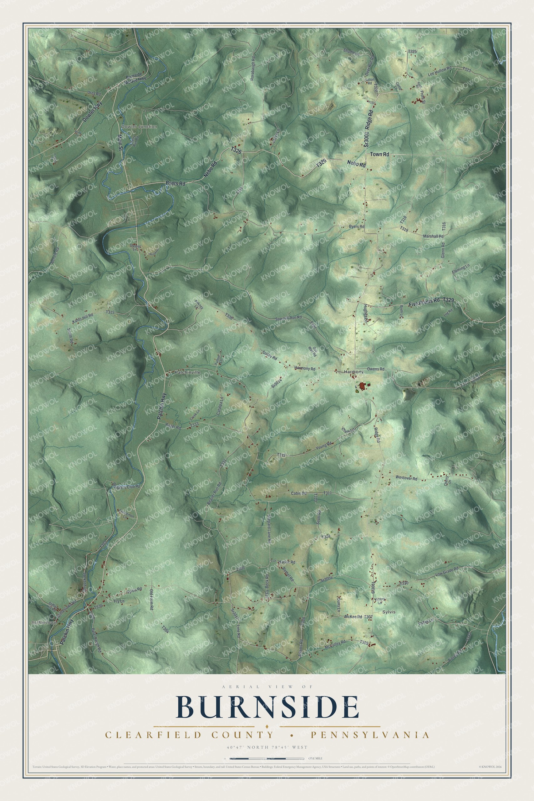 Watermarked full-map preview of Burnside, Pennsylvania