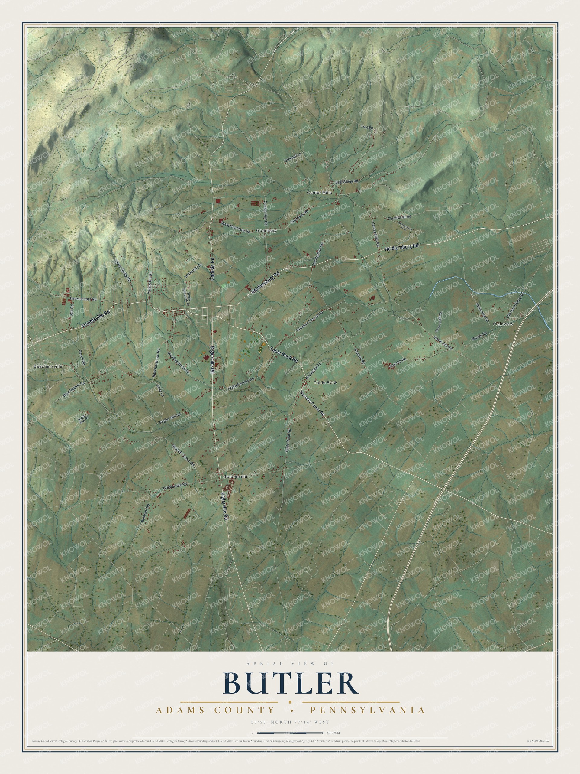 Watermarked full-map preview of Butler, Pennsylvania