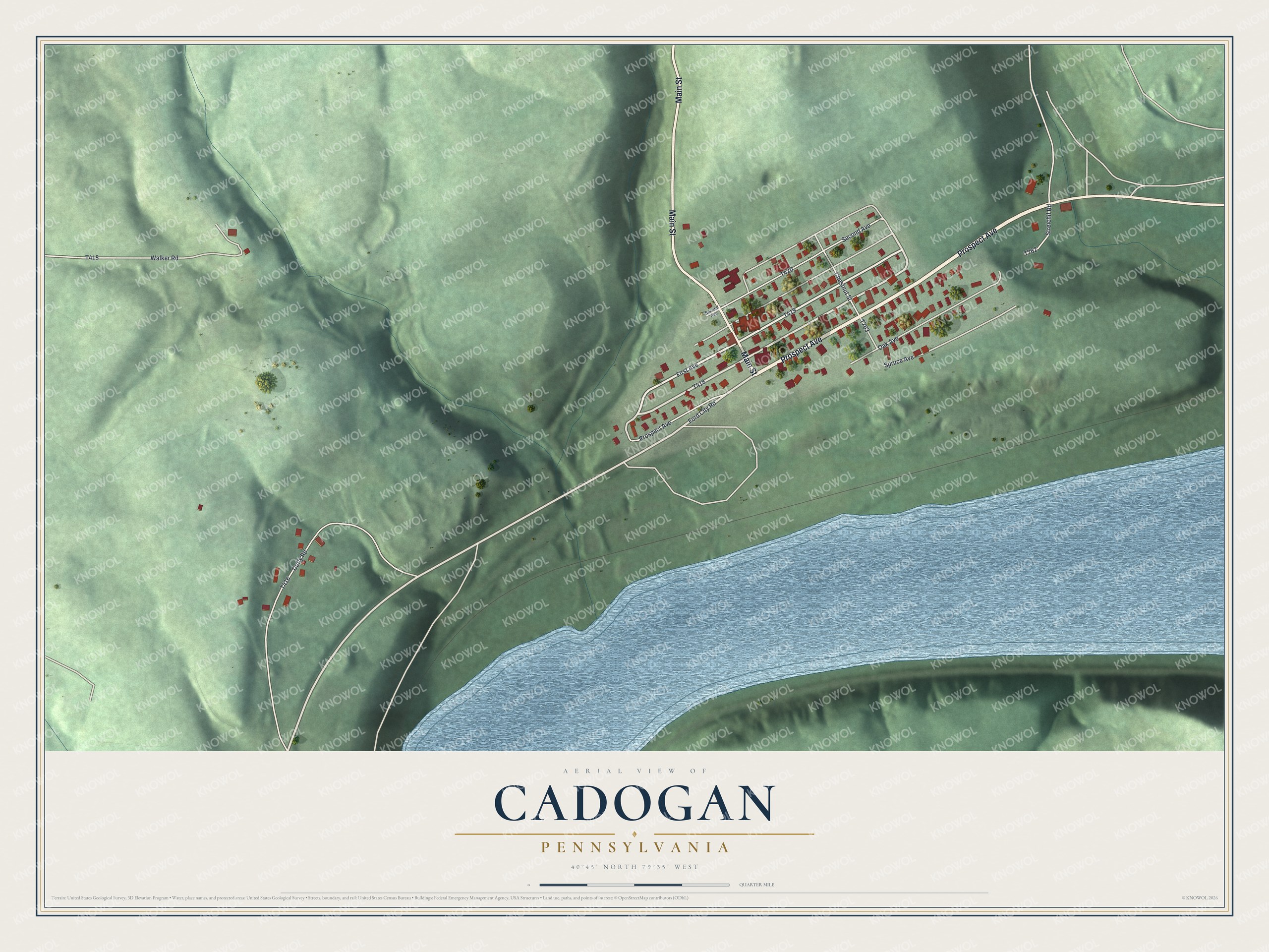 Watermarked full-map preview of Cadogan, Pennsylvania