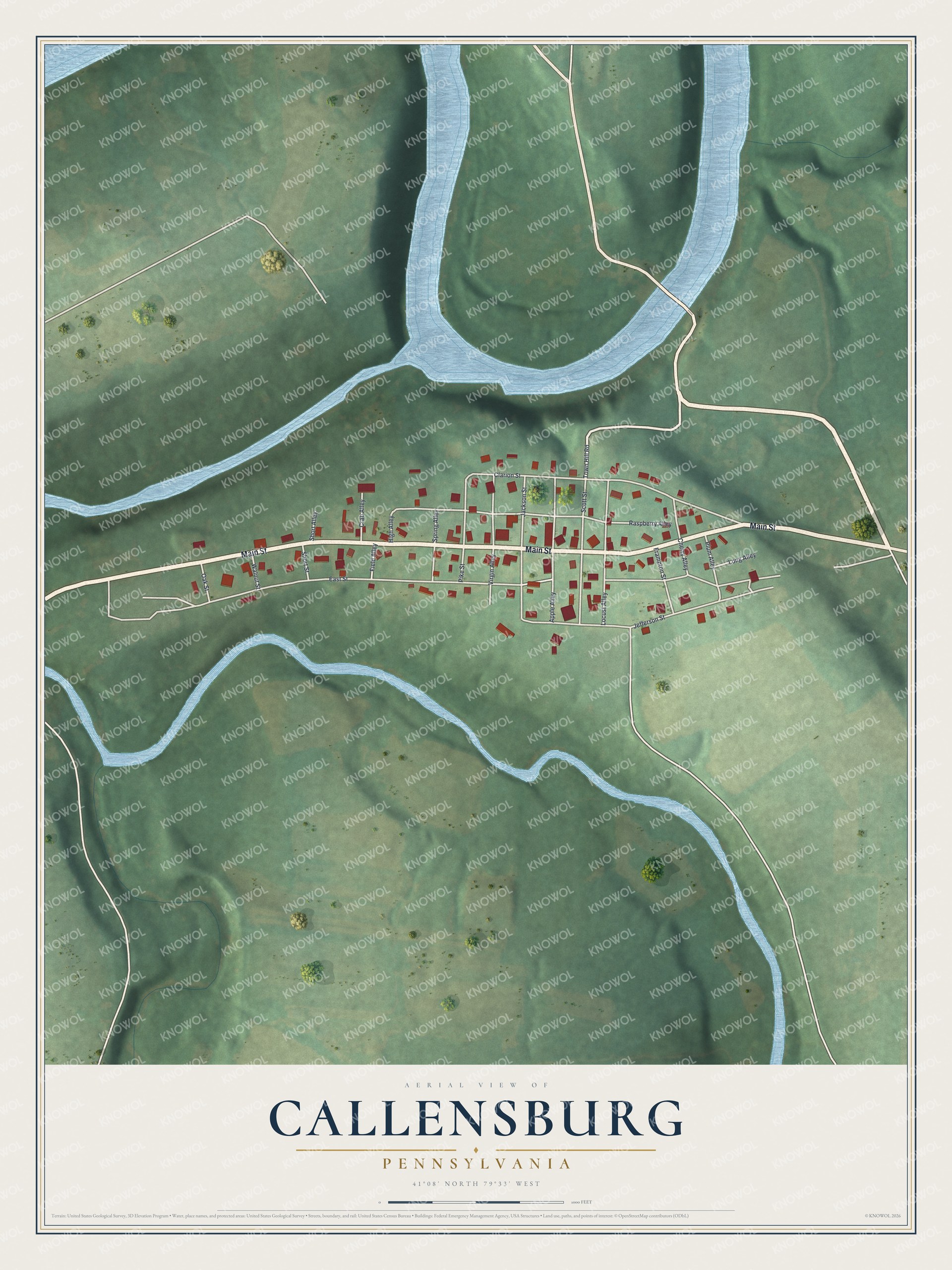 Watermarked full-map preview of Callensburg, Pennsylvania
