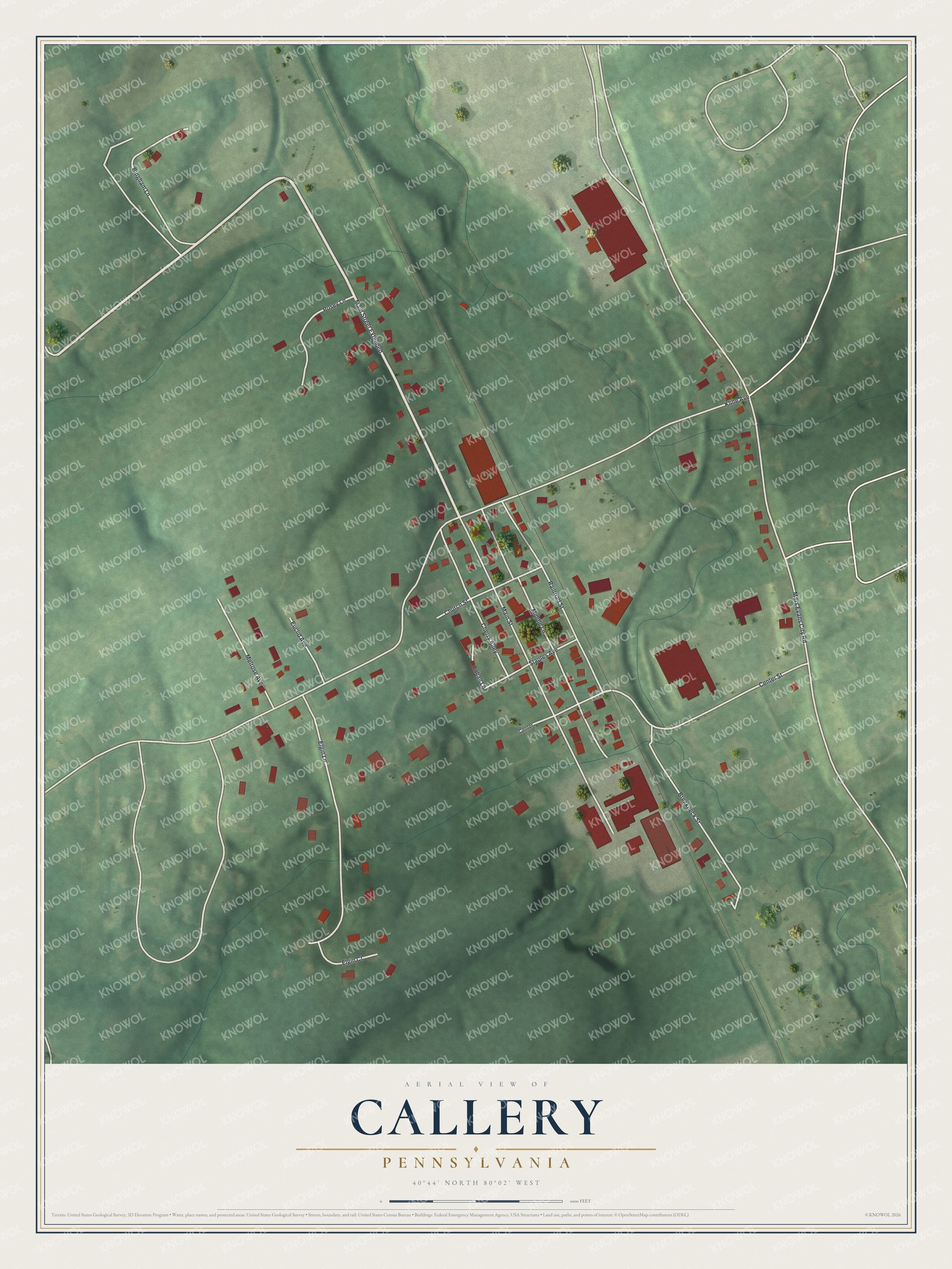 Watermarked full-map preview of Callery, Pennsylvania