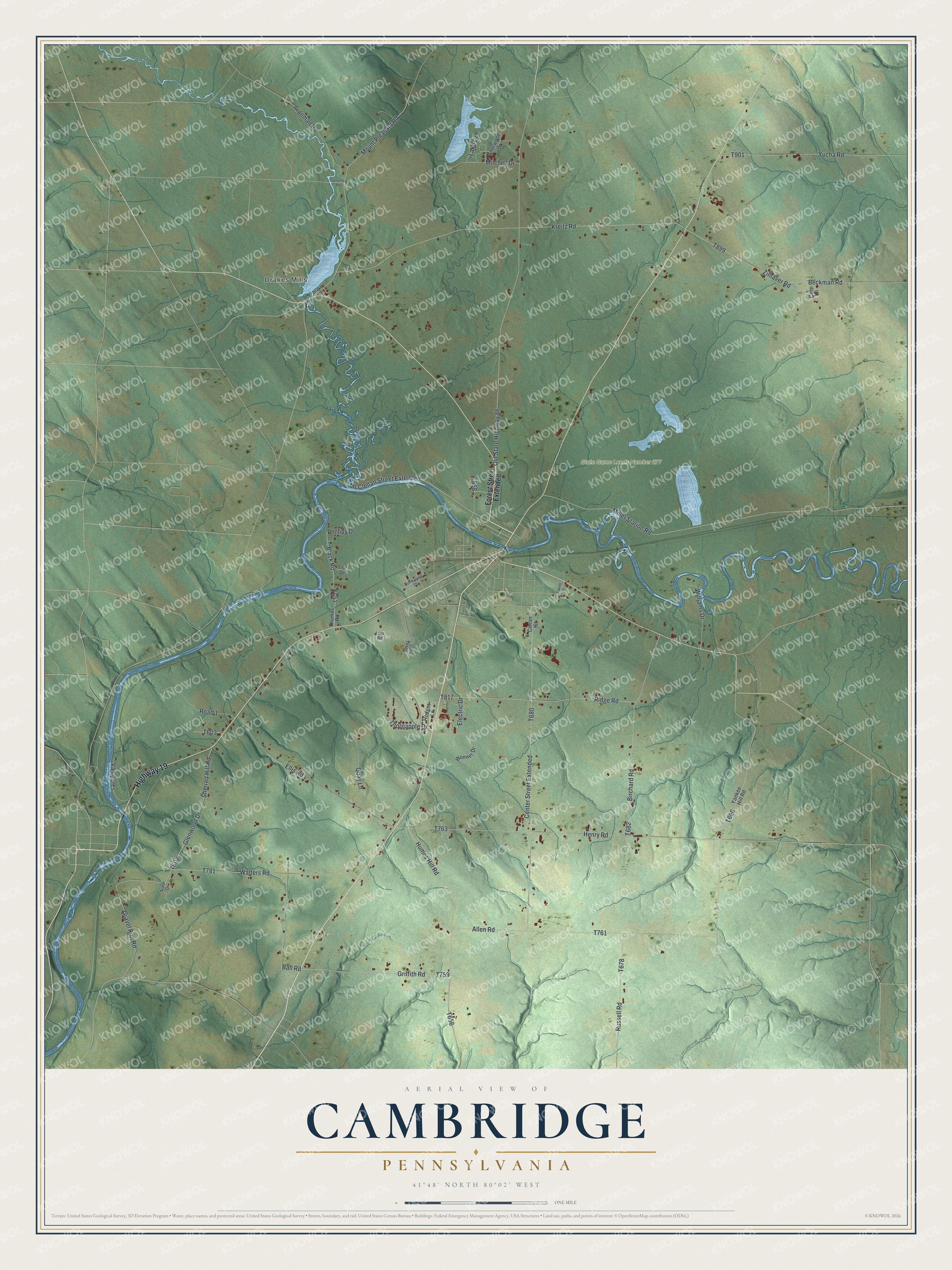 Watermarked full-map preview of Cambridge, Pennsylvania
