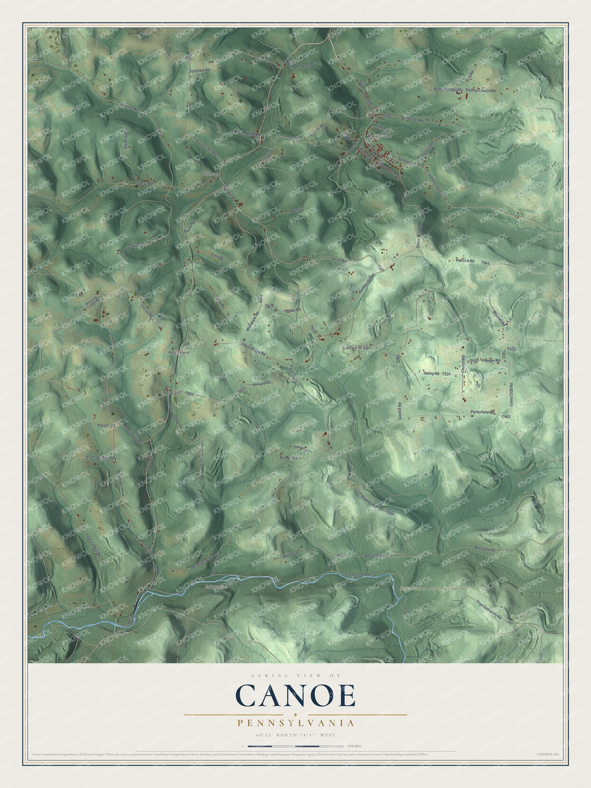 Watermarked full-map preview of Canoe, Pennsylvania