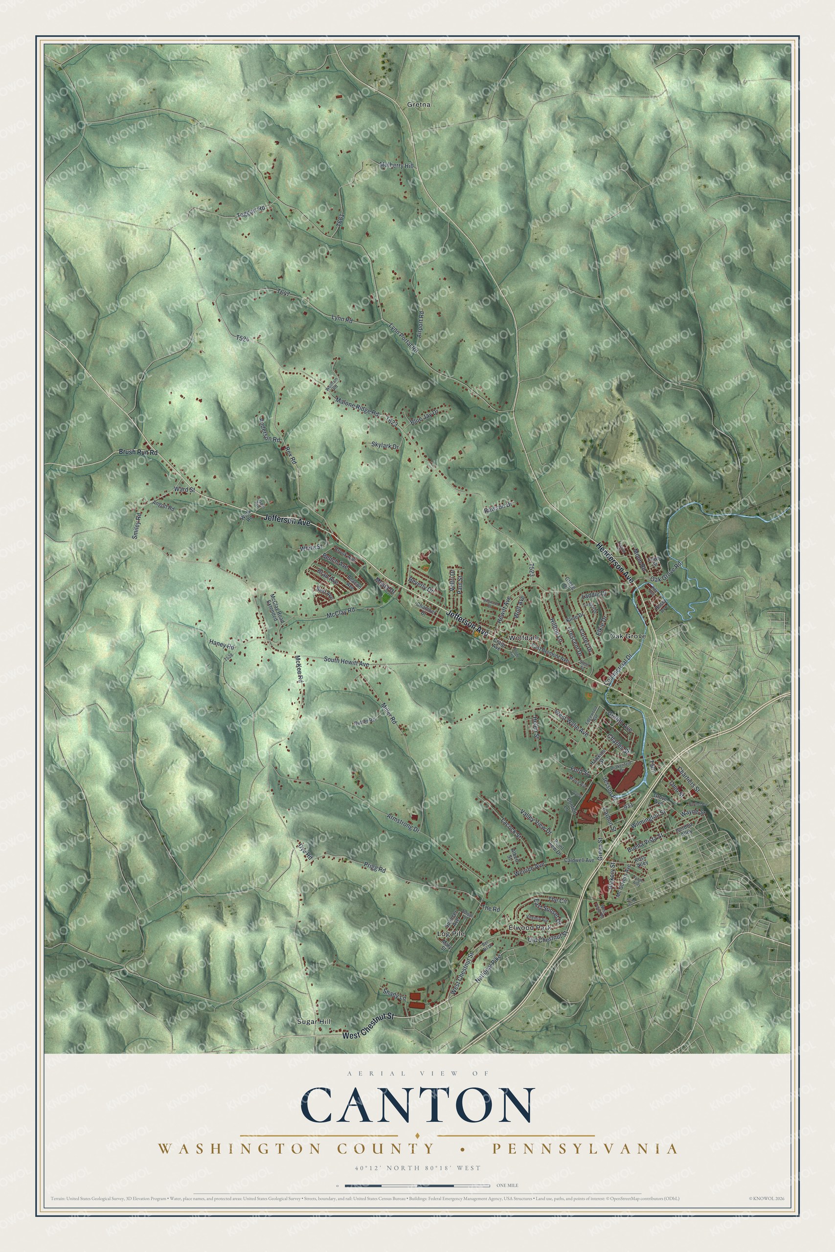 Watermarked full-map preview of Canton, Pennsylvania