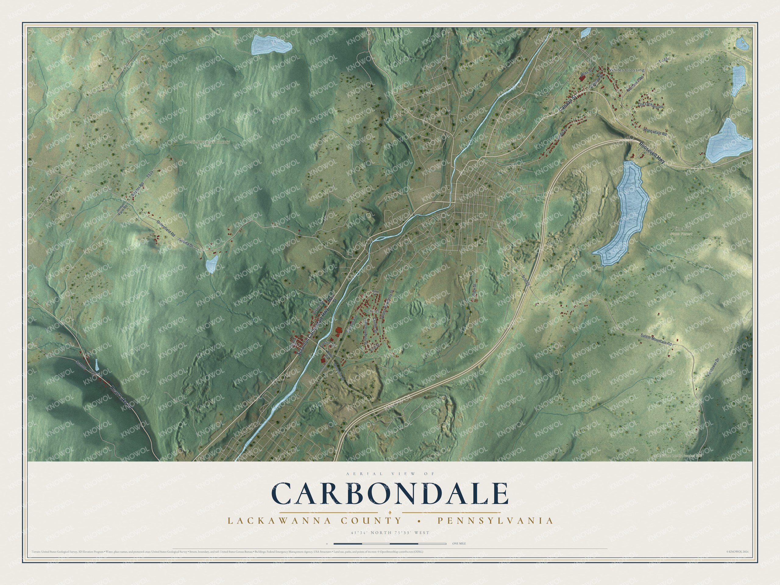 Watermarked full-map preview of Carbondale, Pennsylvania