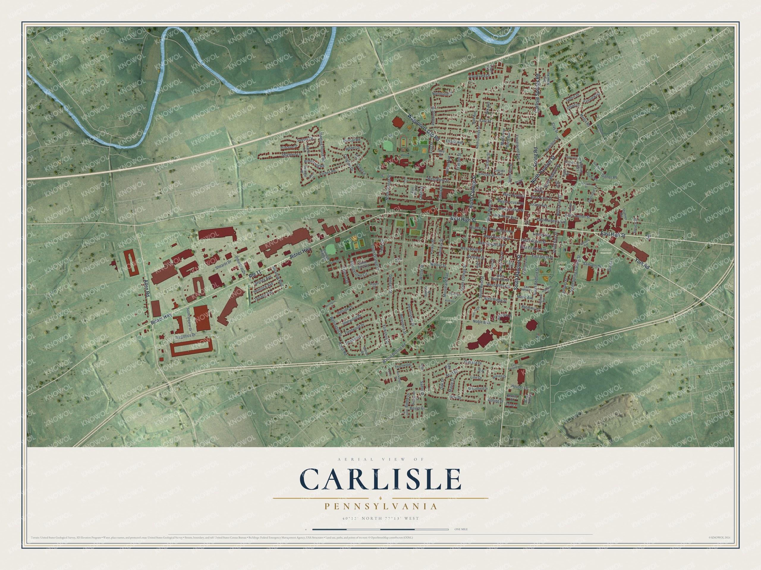 Watermarked full-map preview of Carlisle, Pennsylvania