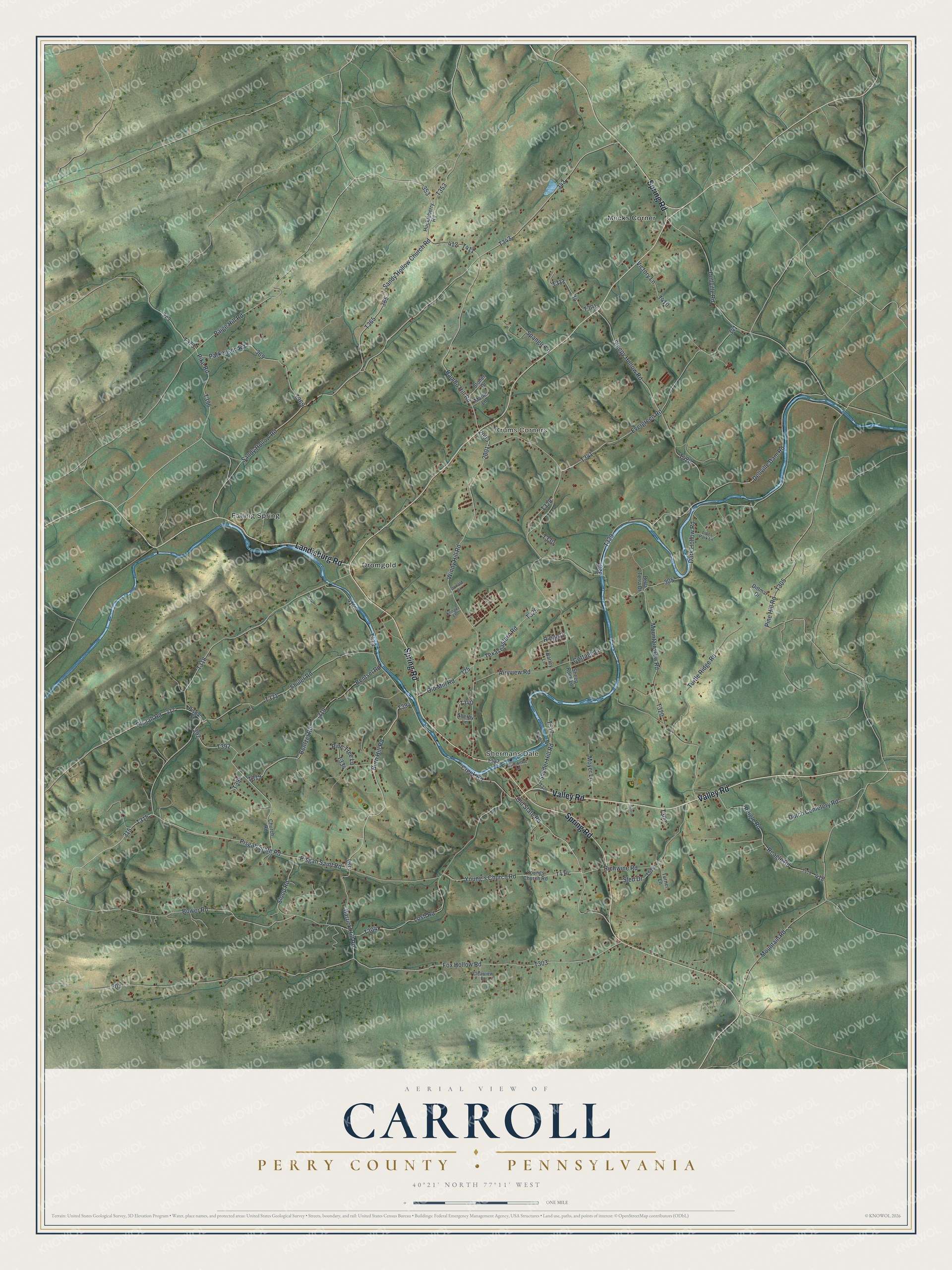 Watermarked full-map preview of Carroll, Pennsylvania
