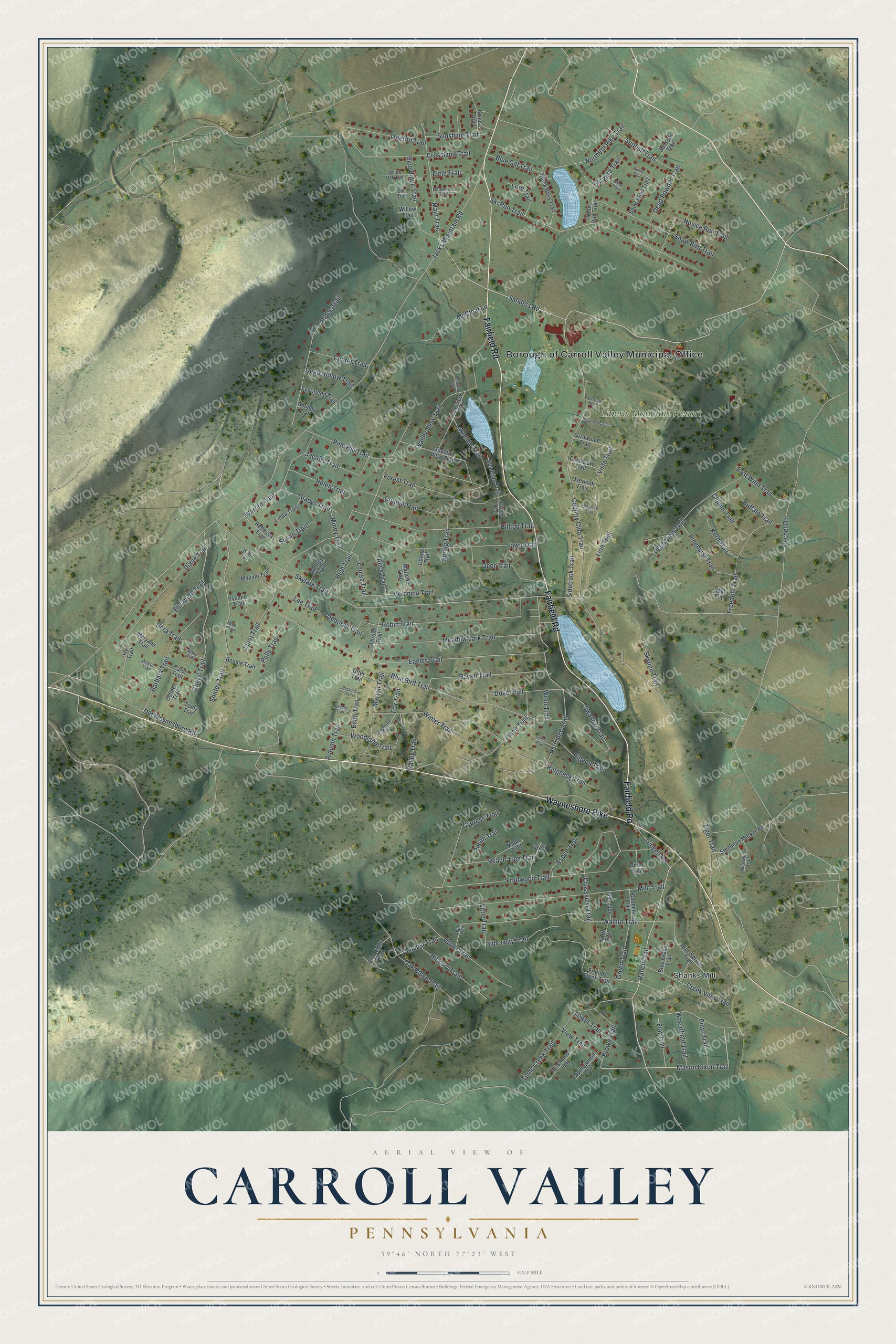 Watermarked full-map preview of Carroll Valley, Pennsylvania