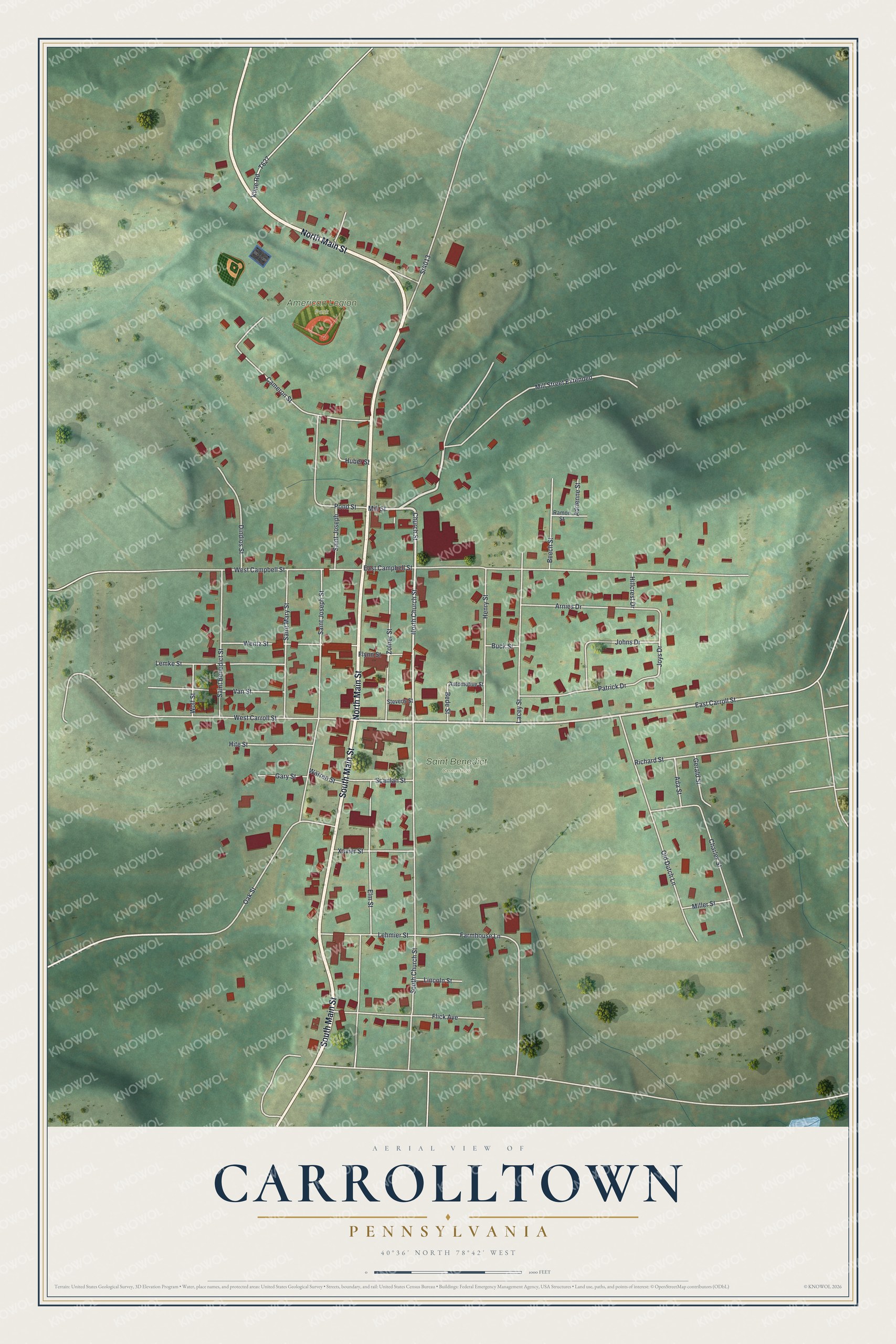 Watermarked full-map preview of Carrolltown, Pennsylvania