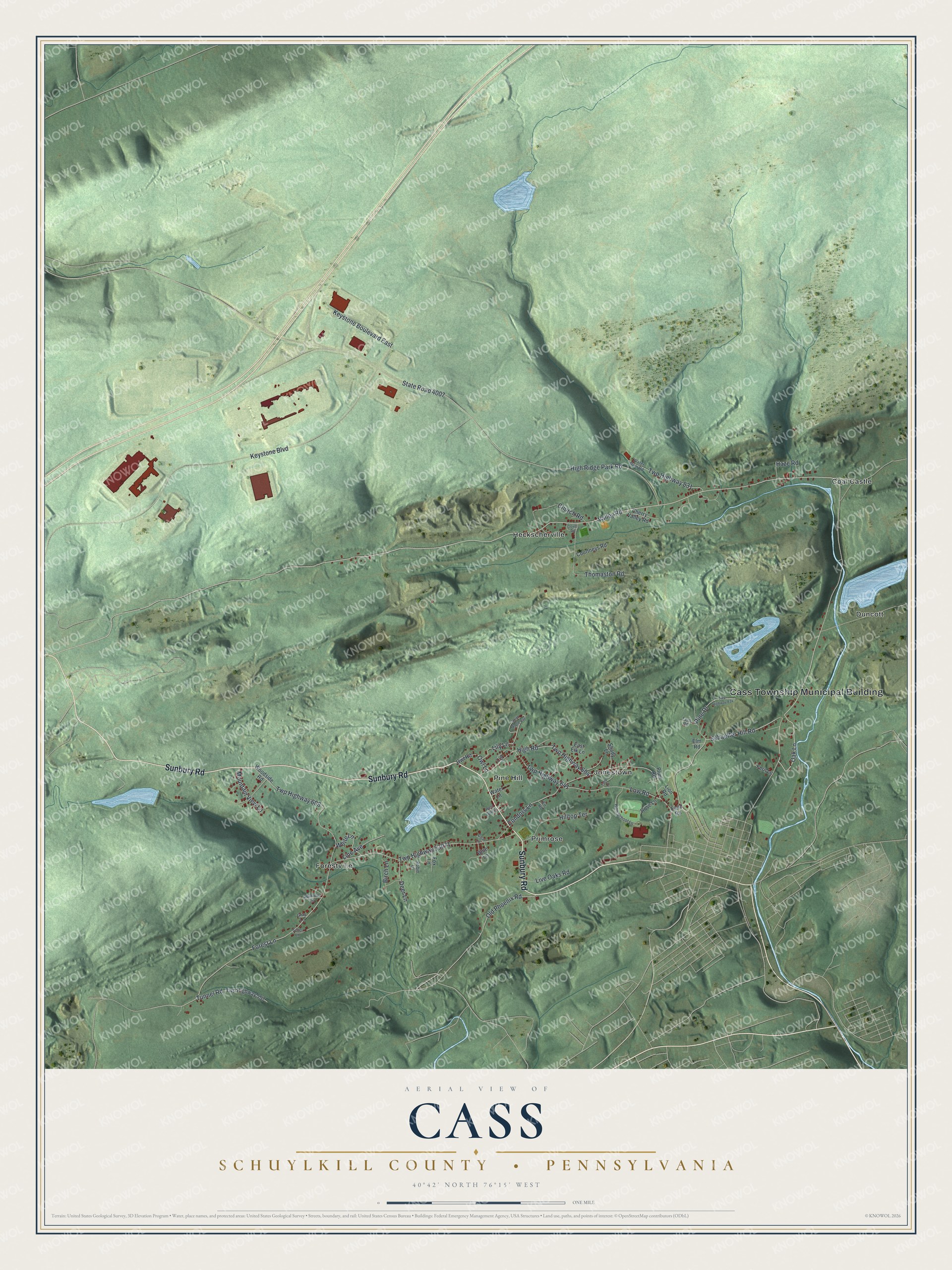 Watermarked full-map preview of Cass, Pennsylvania
