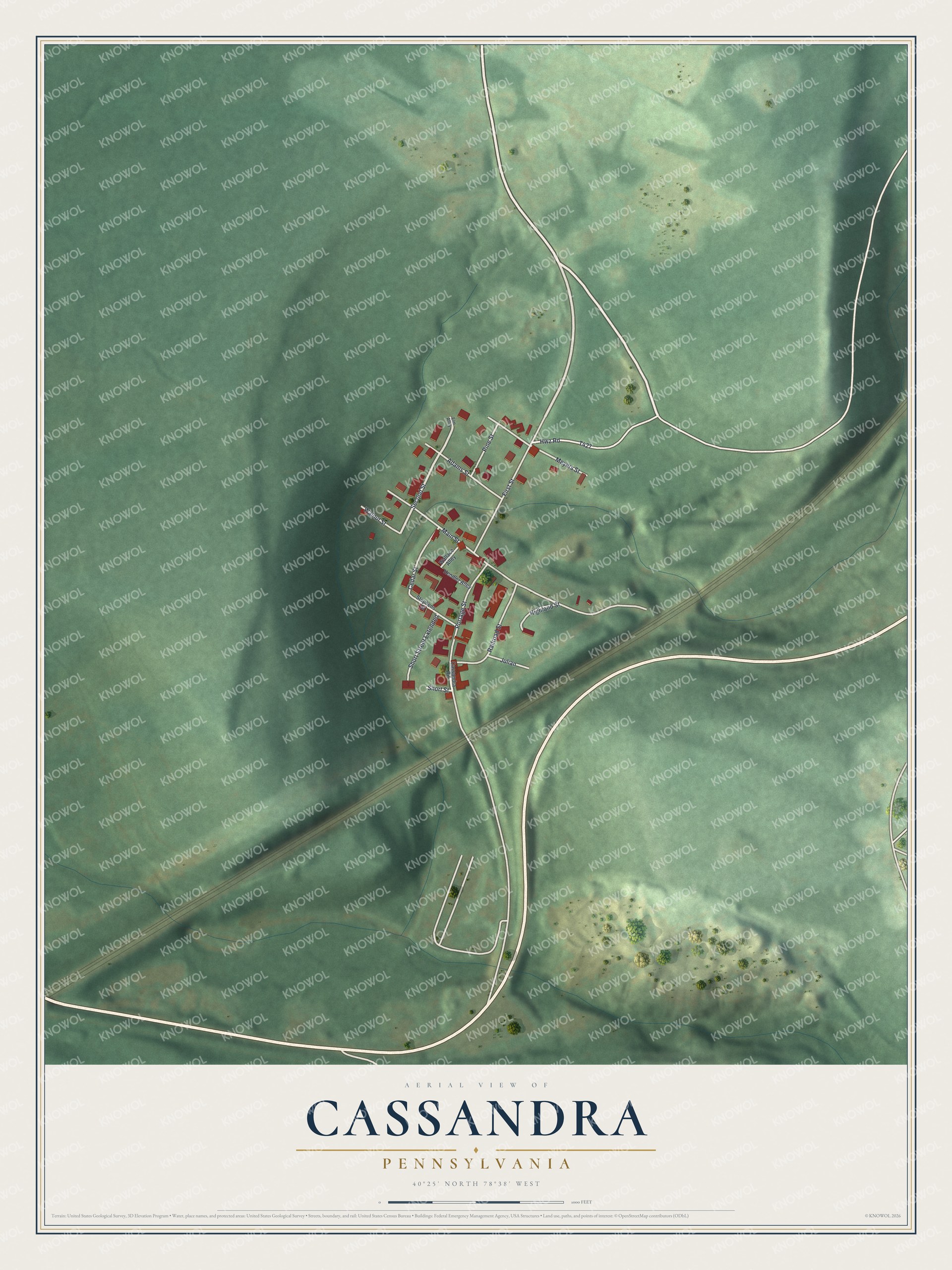 Watermarked full-map preview of Cassandra, Pennsylvania
