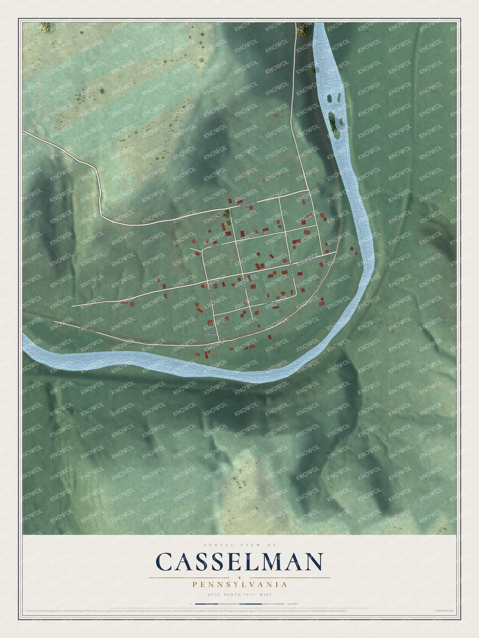 Watermarked full-map preview of Casselman, Pennsylvania