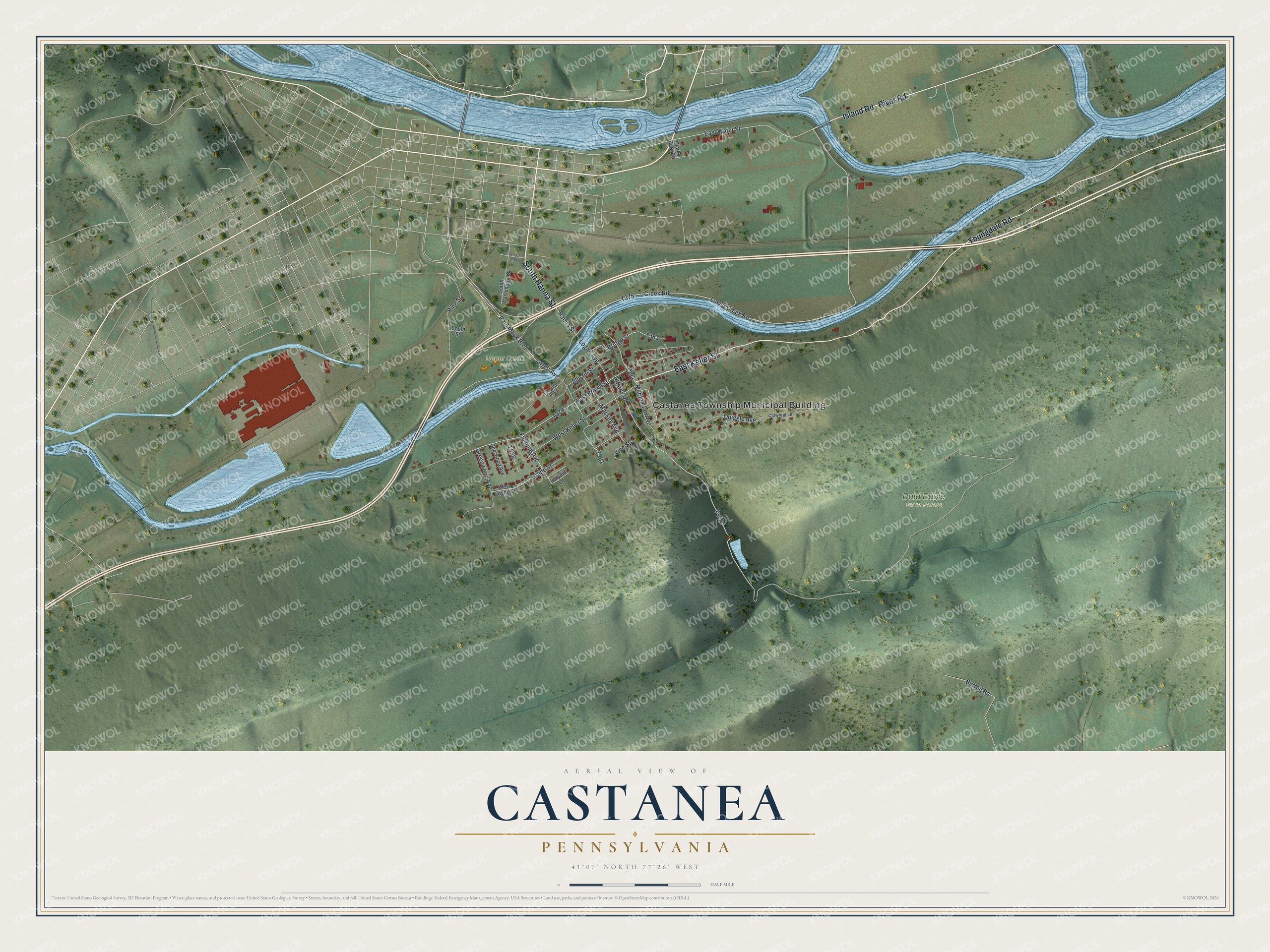 Watermarked full-map preview of Castanea, Pennsylvania