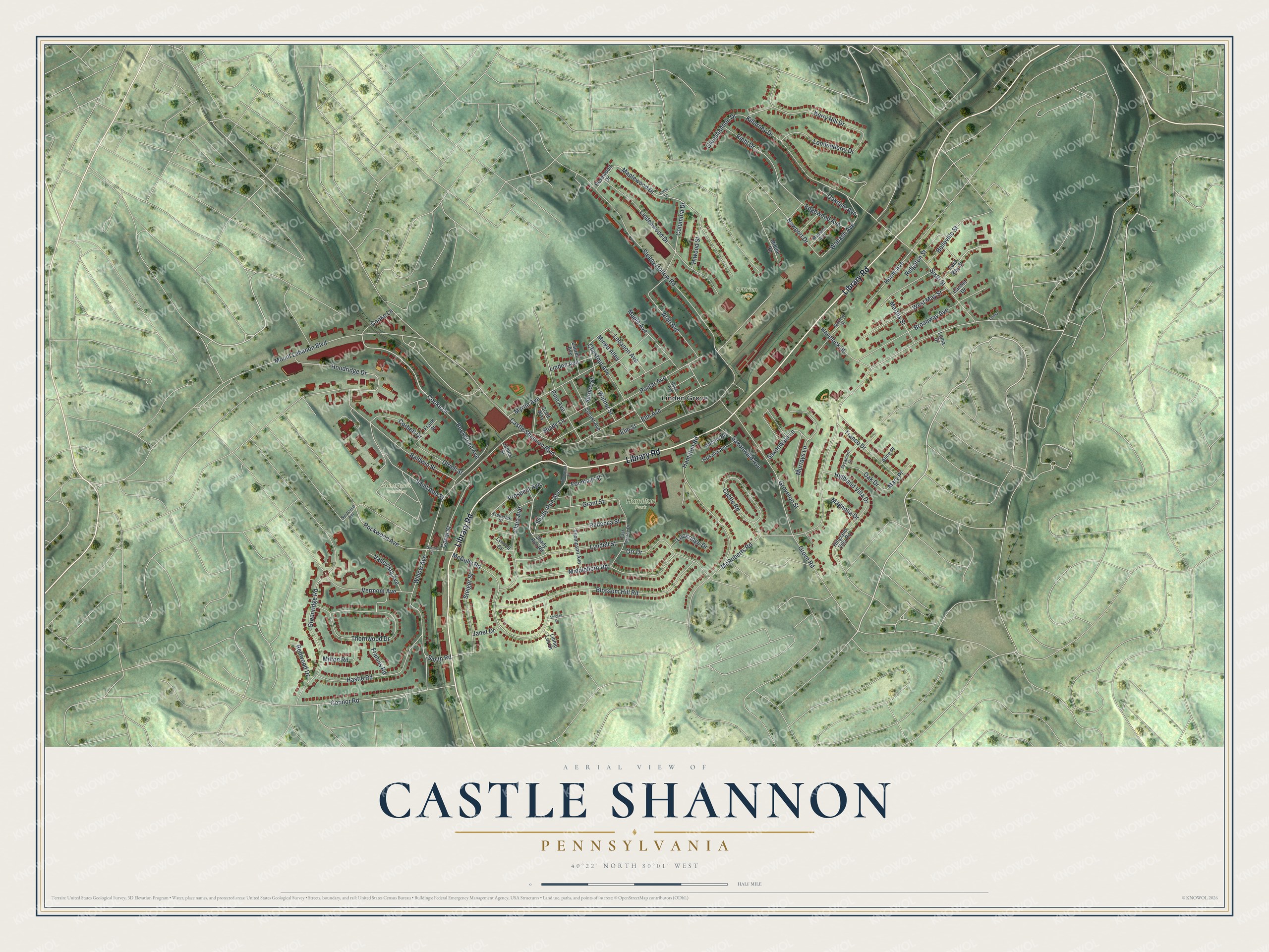 Watermarked full-map preview of Castle Shannon, Pennsylvania