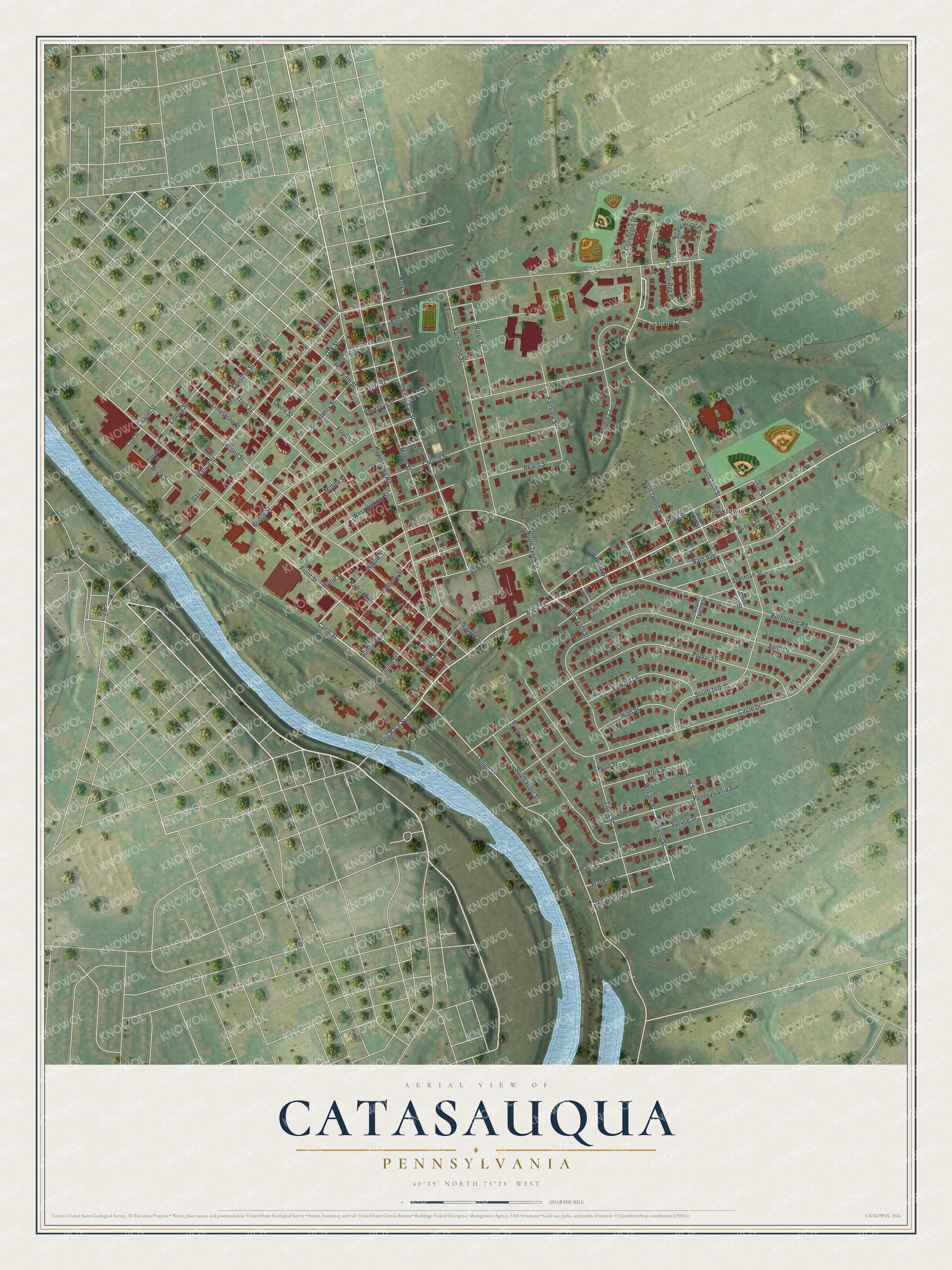 Watermarked full-map preview of Catasauqua, Pennsylvania