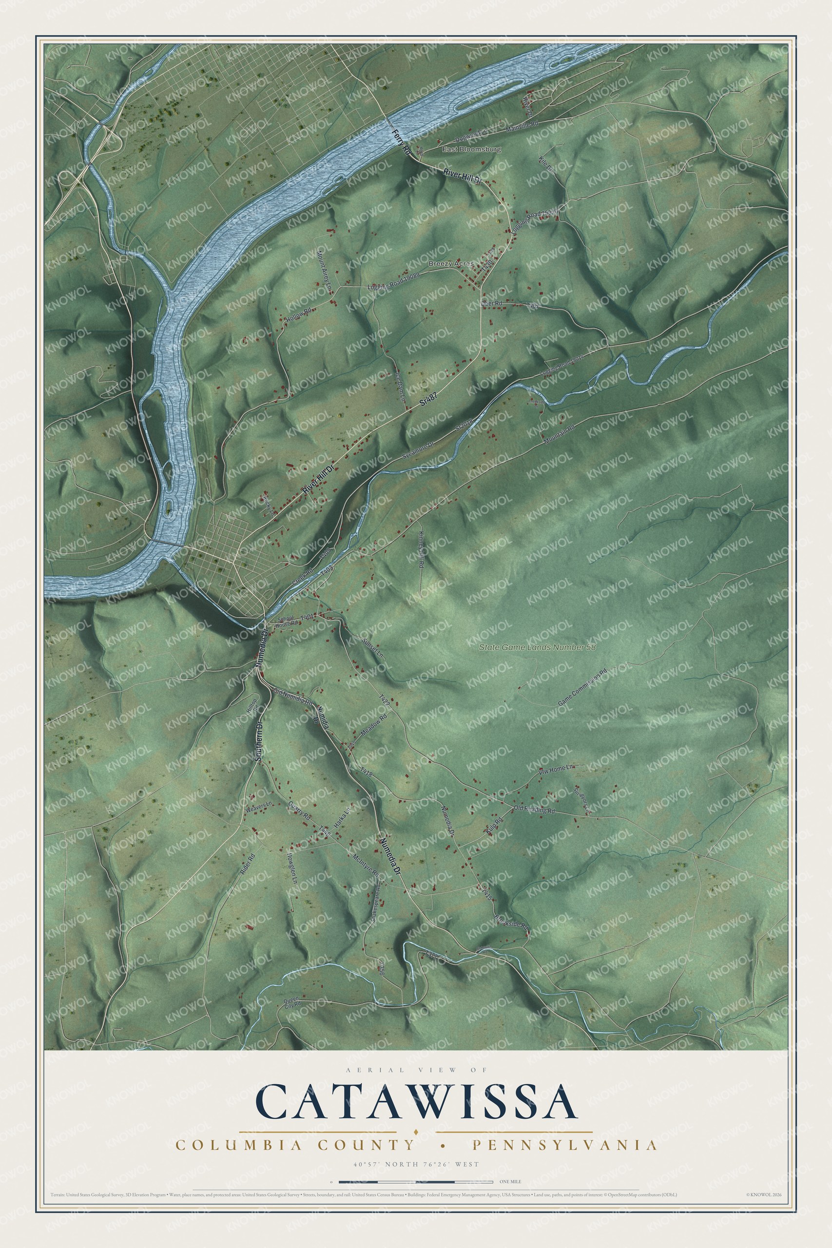 Watermarked full-map preview of Catawissa, Pennsylvania