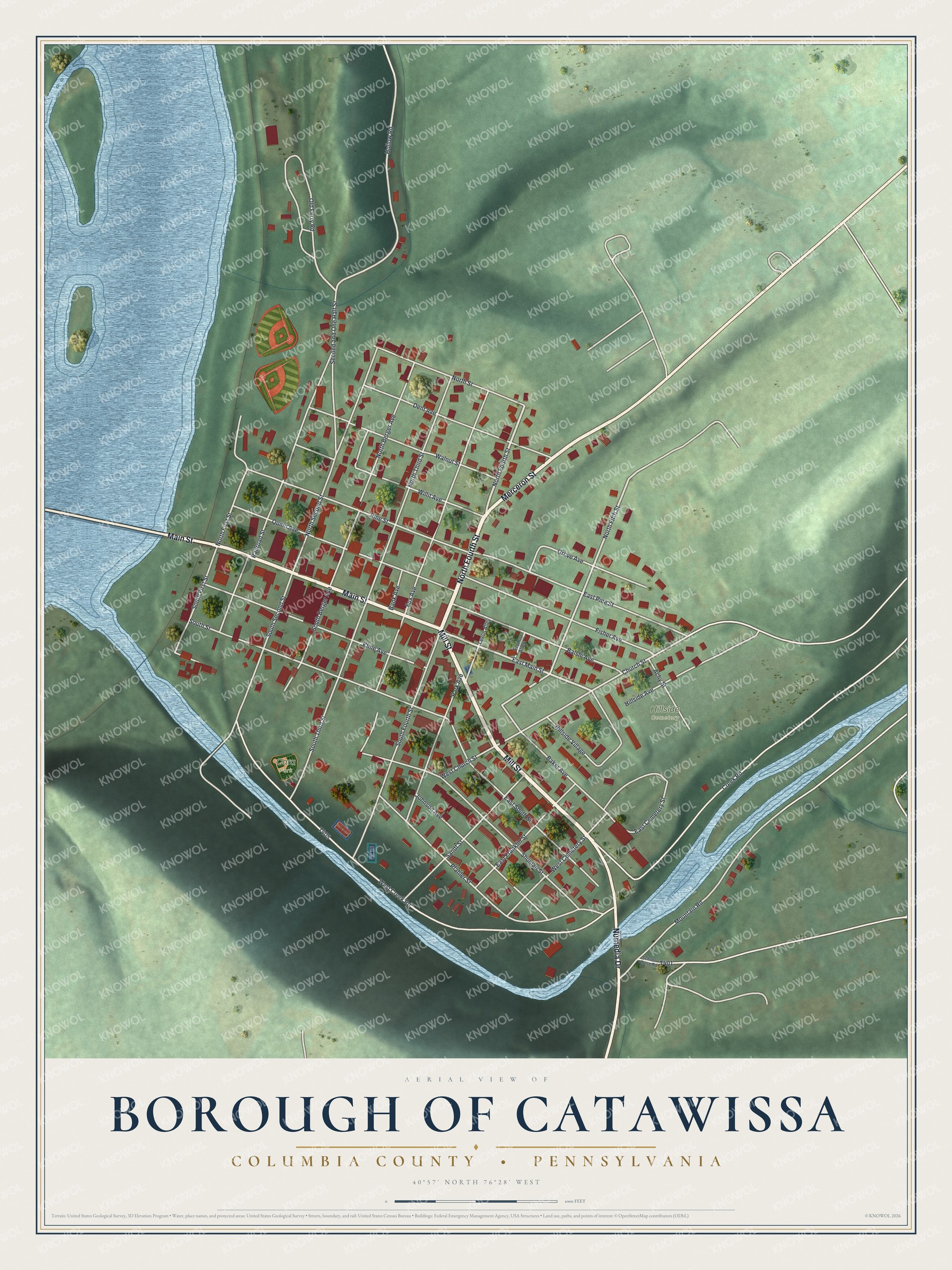 Watermarked full-map preview of Borough of Catawissa, Pennsylvania