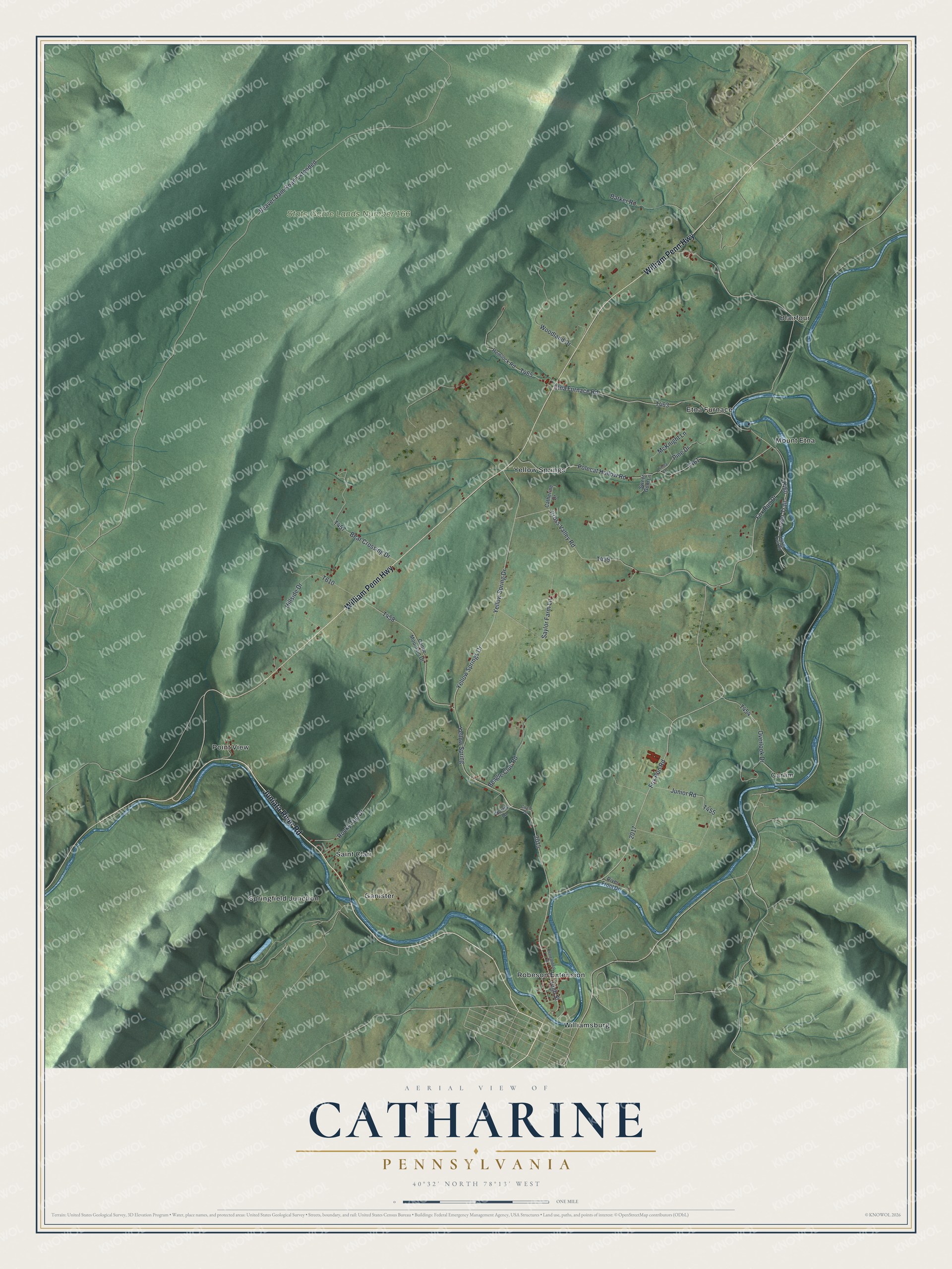 Watermarked full-map preview of Catharine, Pennsylvania