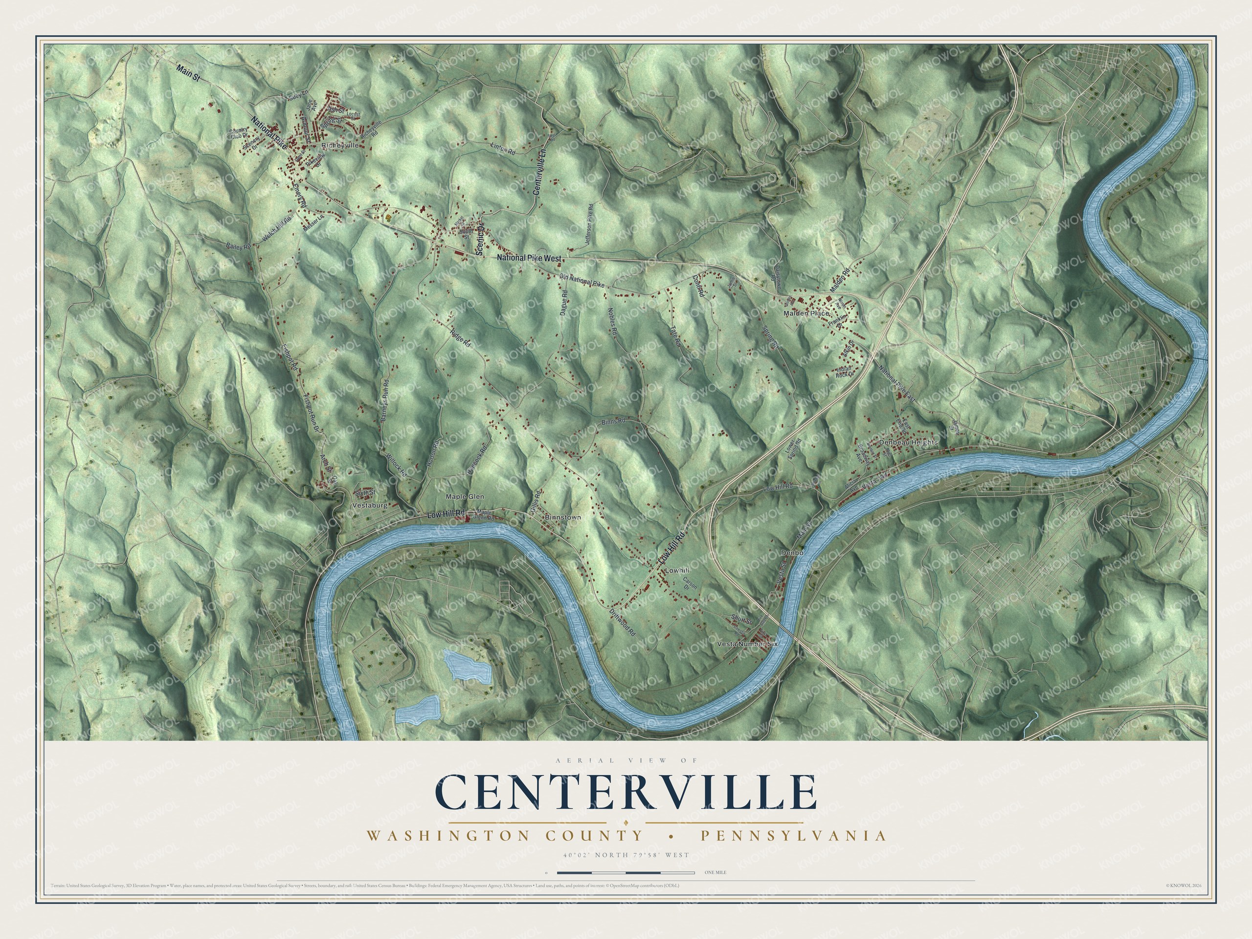 Watermarked full-map preview of Centerville, Pennsylvania