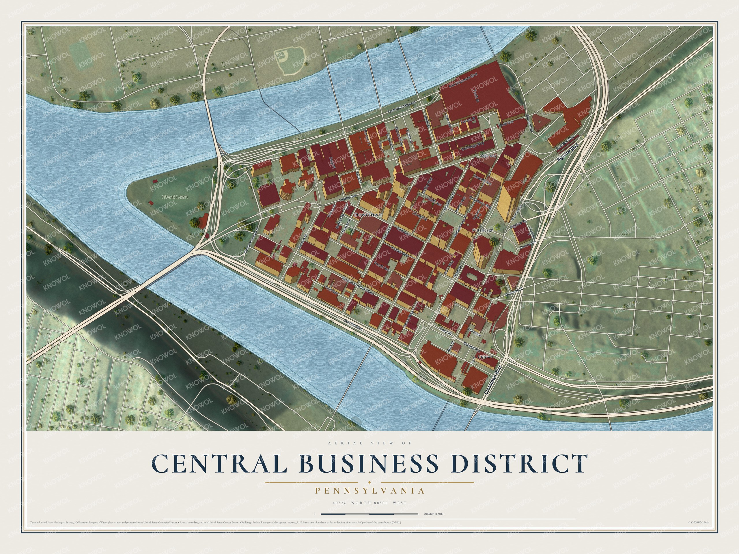 Watermarked full-map preview of Central Business District, Pennsylvania