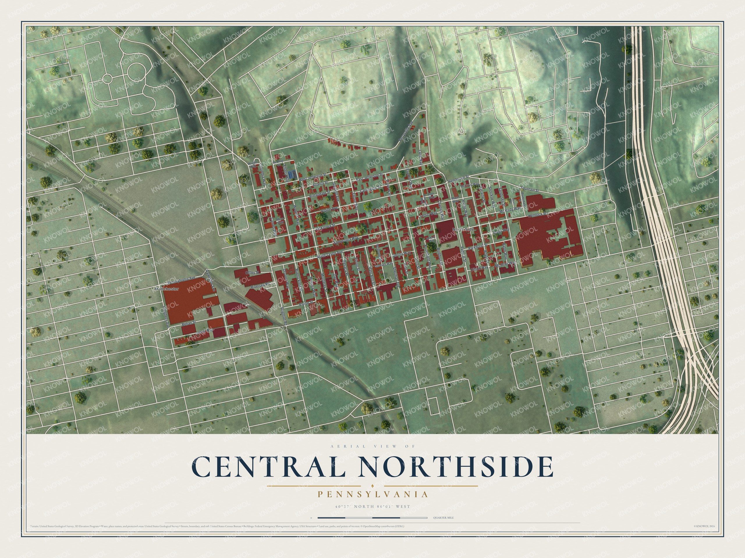 Watermarked full-map preview of Central Northside, Pennsylvania