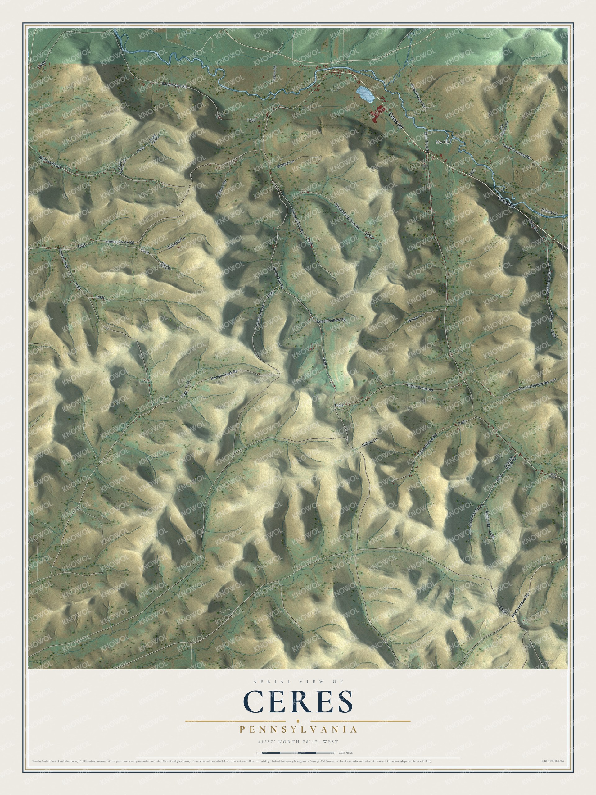 Watermarked full-map preview of Ceres, Pennsylvania