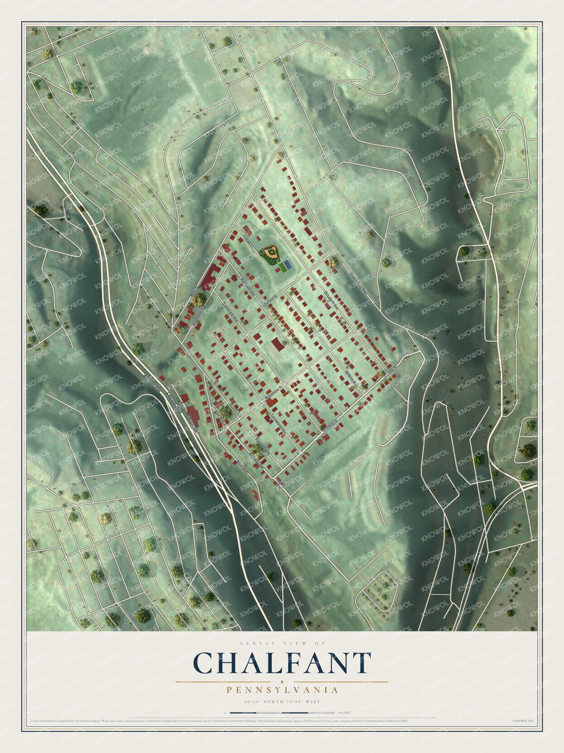 Watermarked full-map preview of Chalfant, Pennsylvania