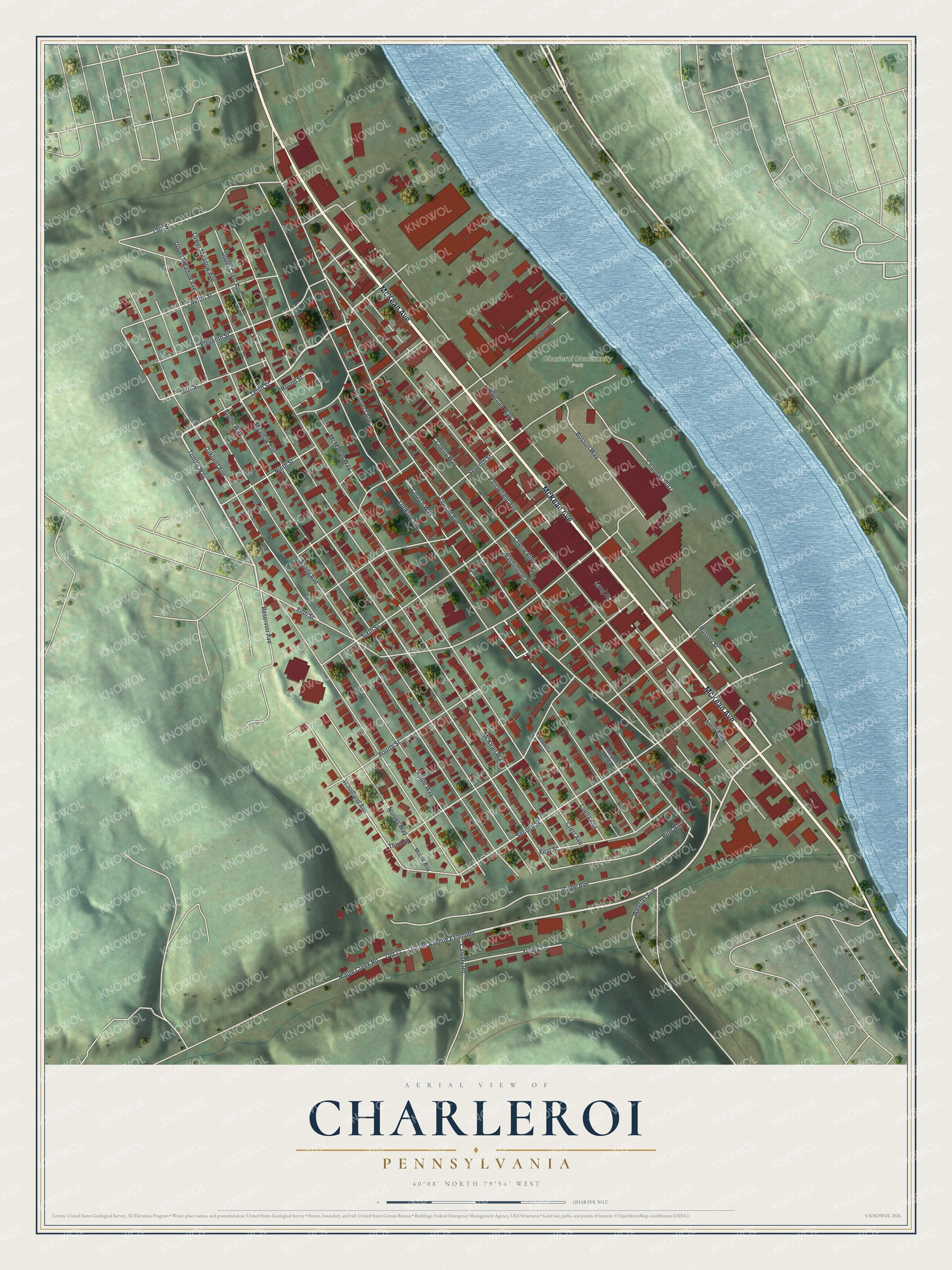 Watermarked full-map preview of Charleroi, Pennsylvania