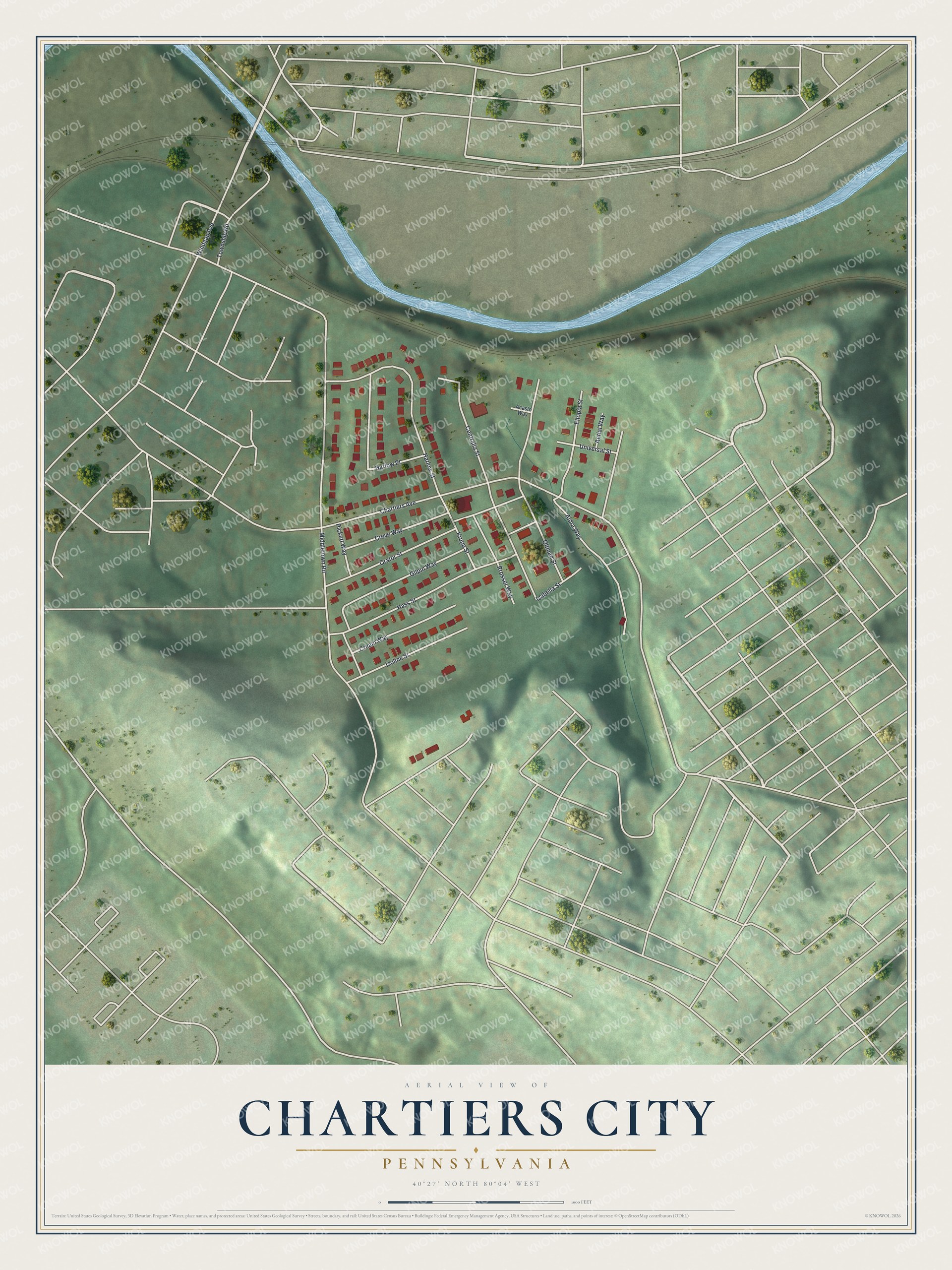 Watermarked full-map preview of Chartiers City, Pennsylvania