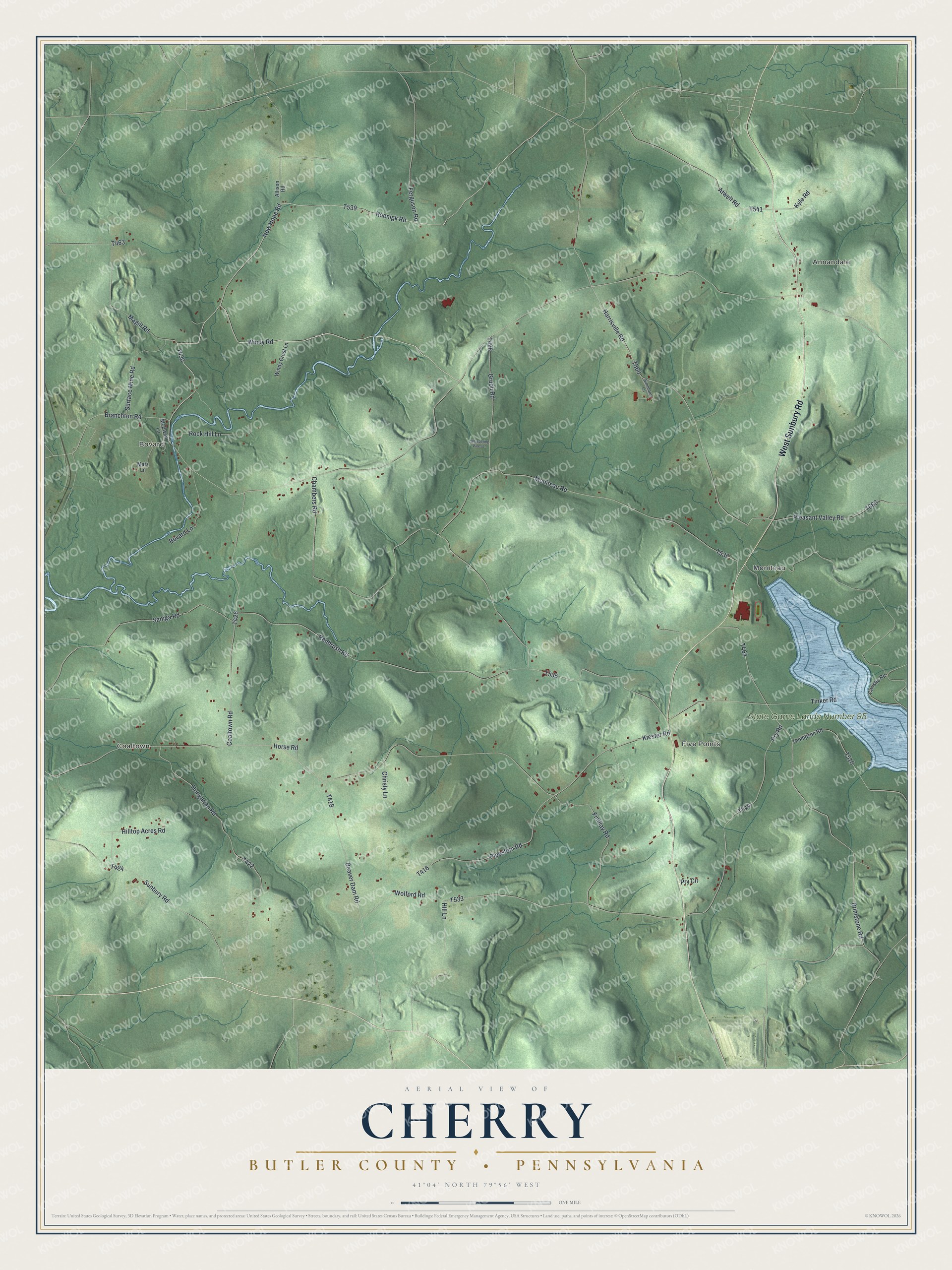 Watermarked full-map preview of Cherry, Pennsylvania