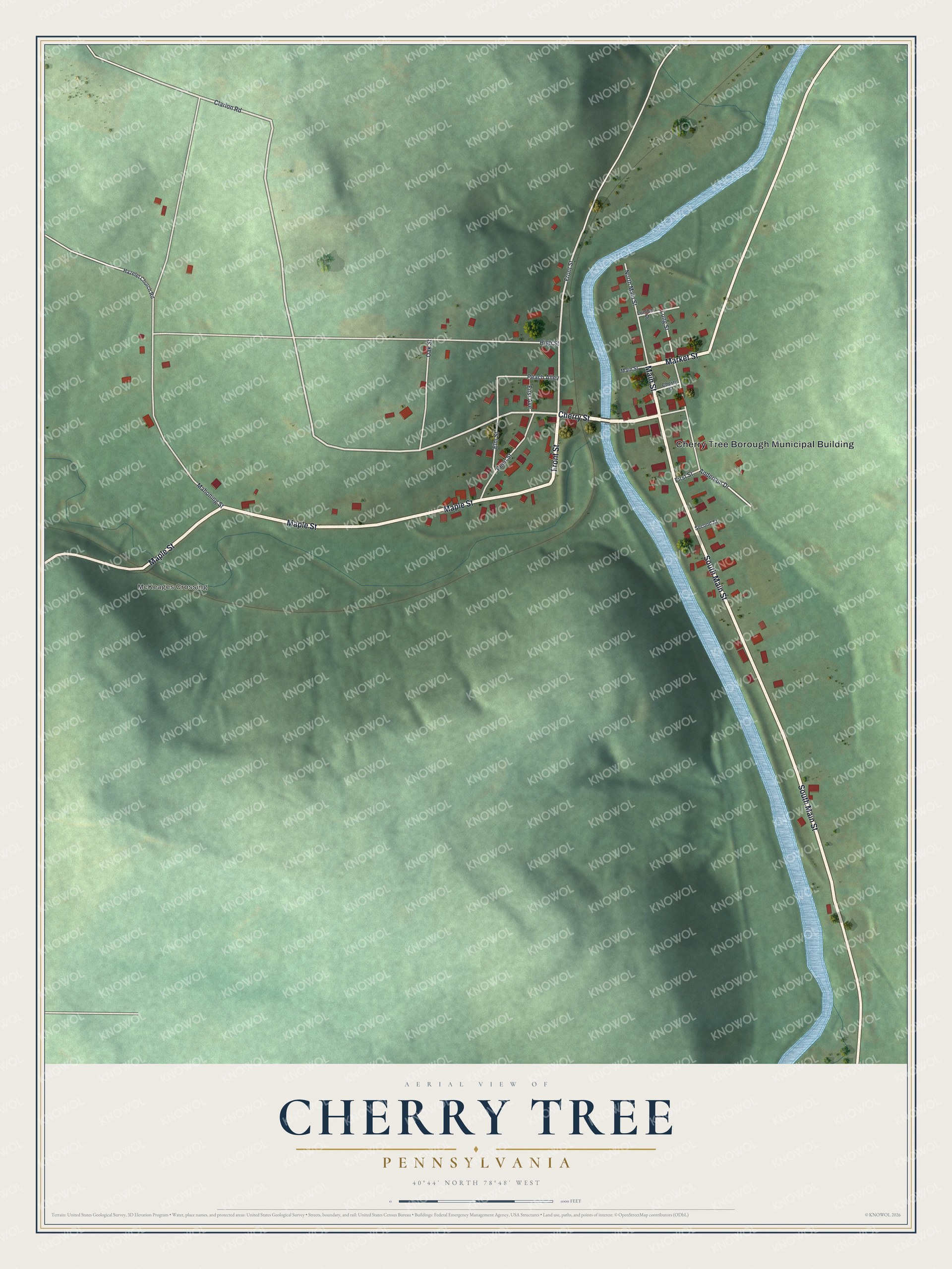 Watermarked full-map preview of Cherry Tree, Pennsylvania