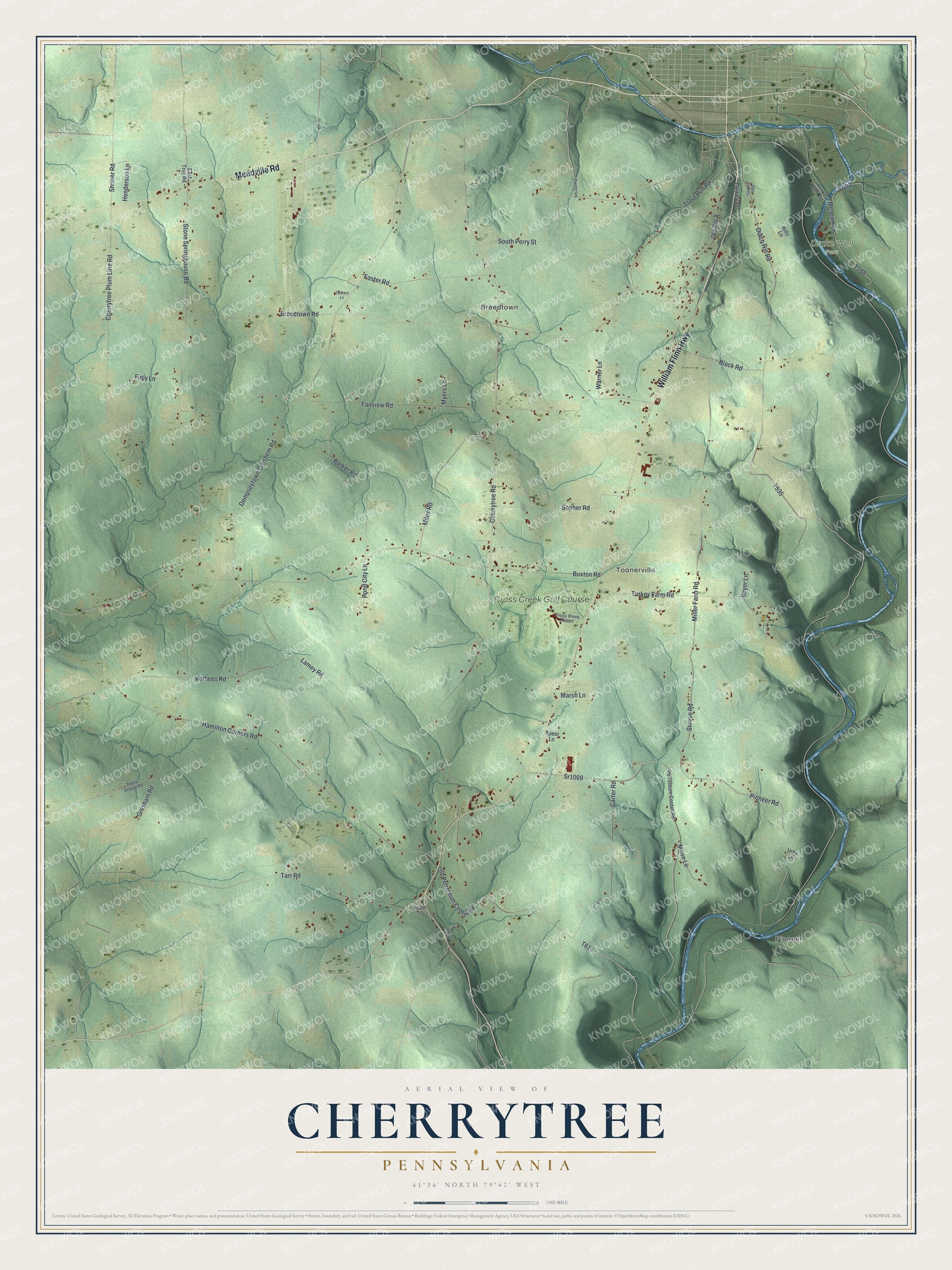Watermarked full-map preview of Cherrytree, Pennsylvania