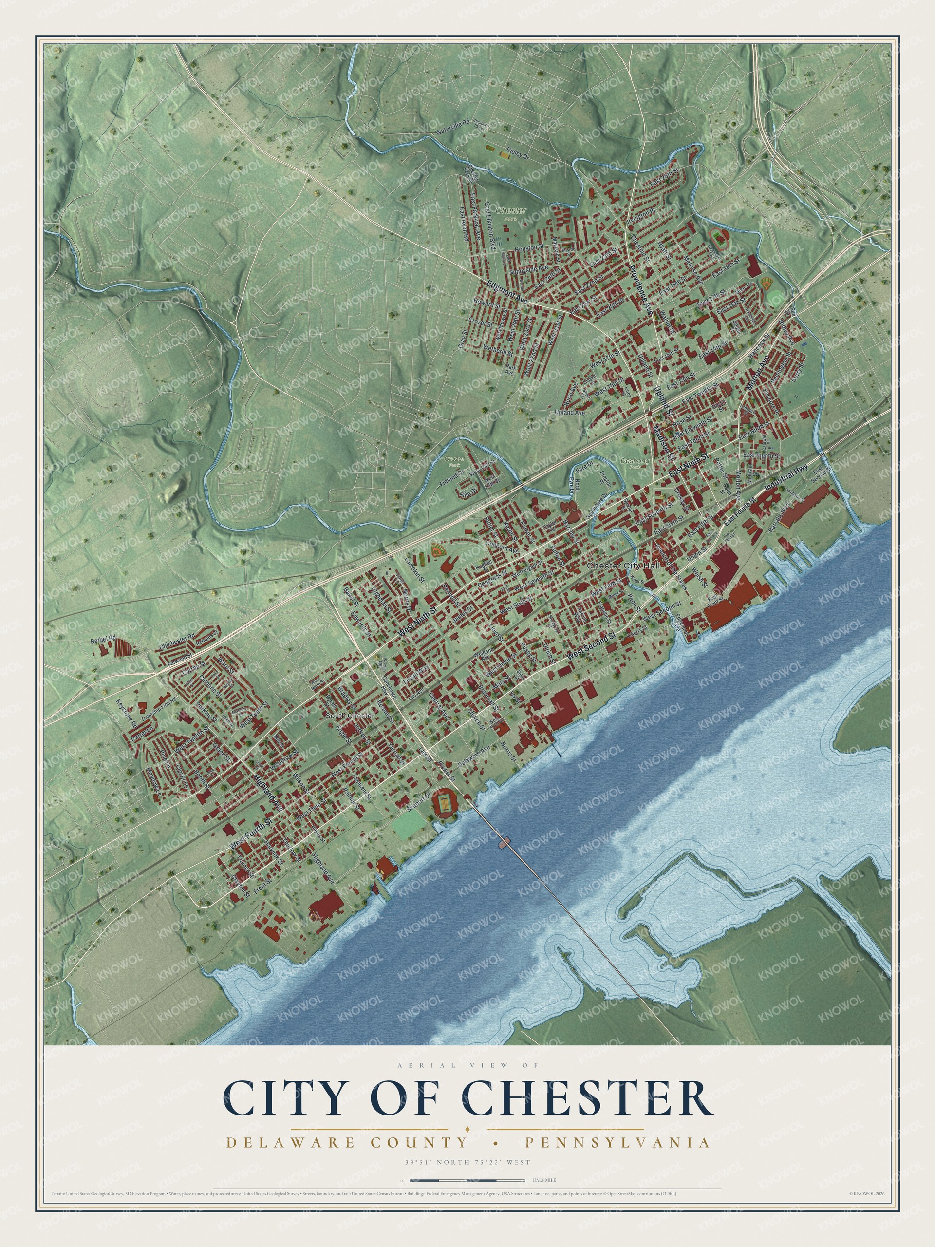 Watermarked full-map preview of City of Chester, Pennsylvania