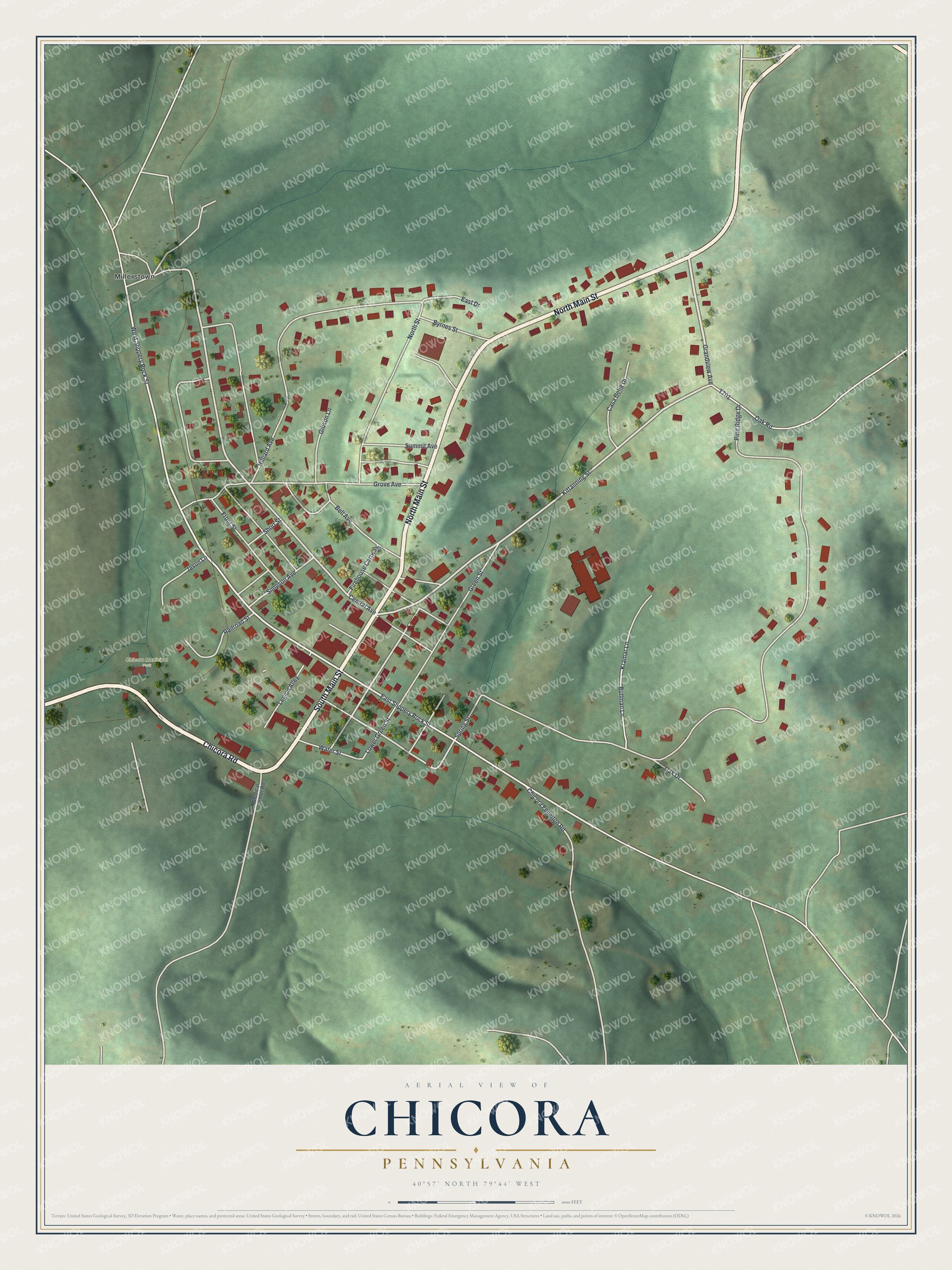 Watermarked full-map preview of Chicora, Pennsylvania