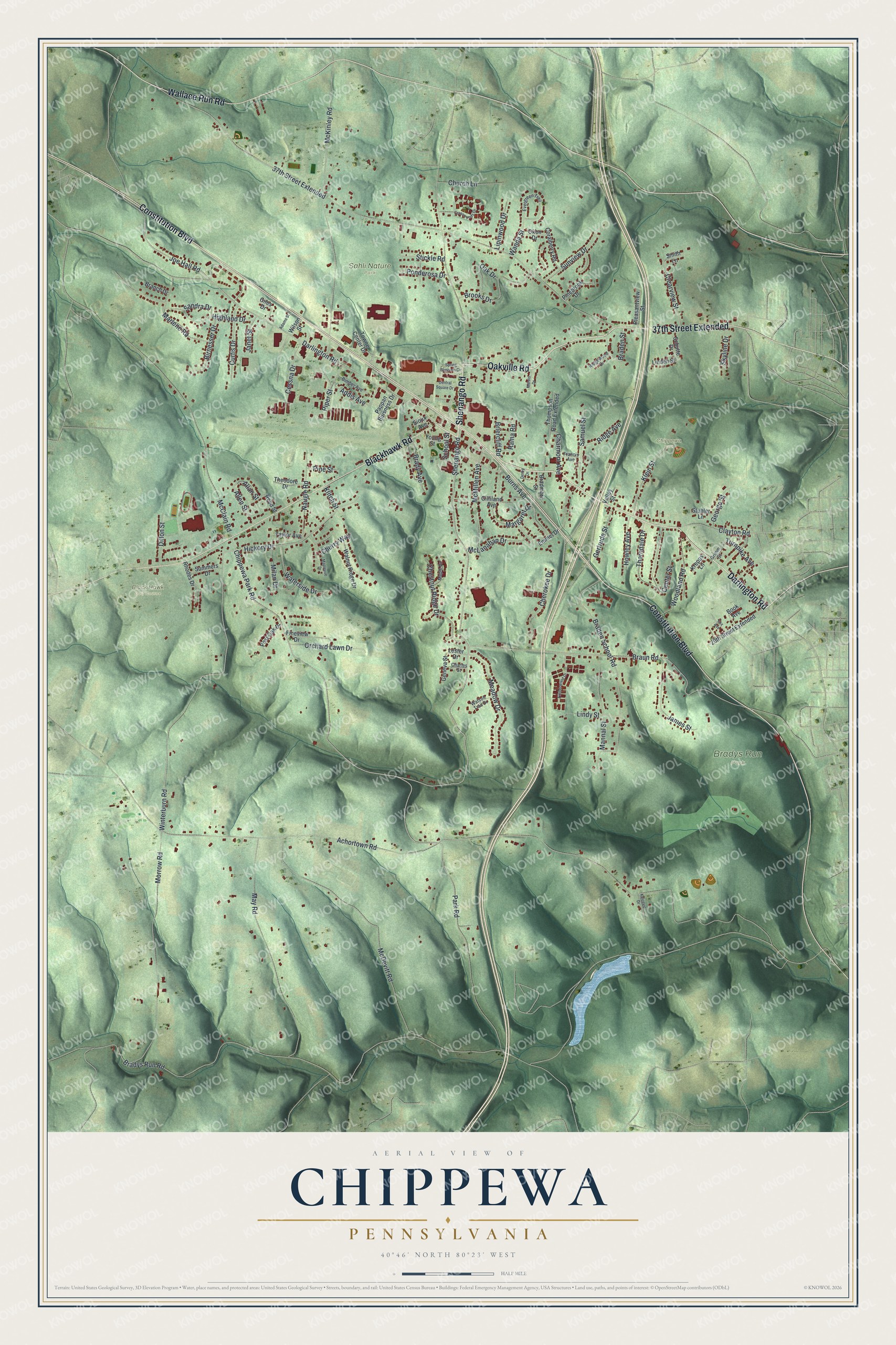 Watermarked full-map preview of Chippewa, Pennsylvania