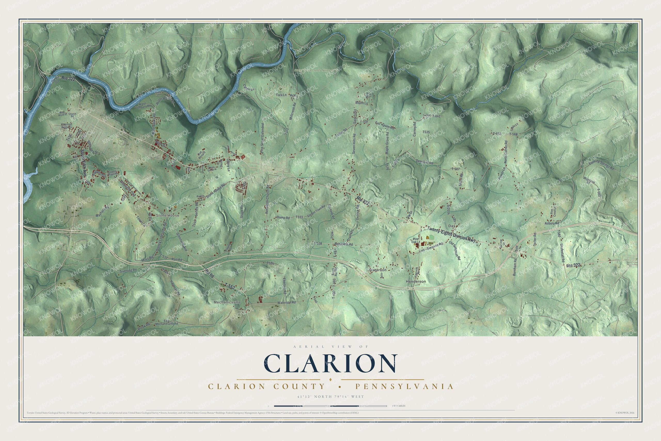 Watermarked full-map preview of Clarion, Pennsylvania