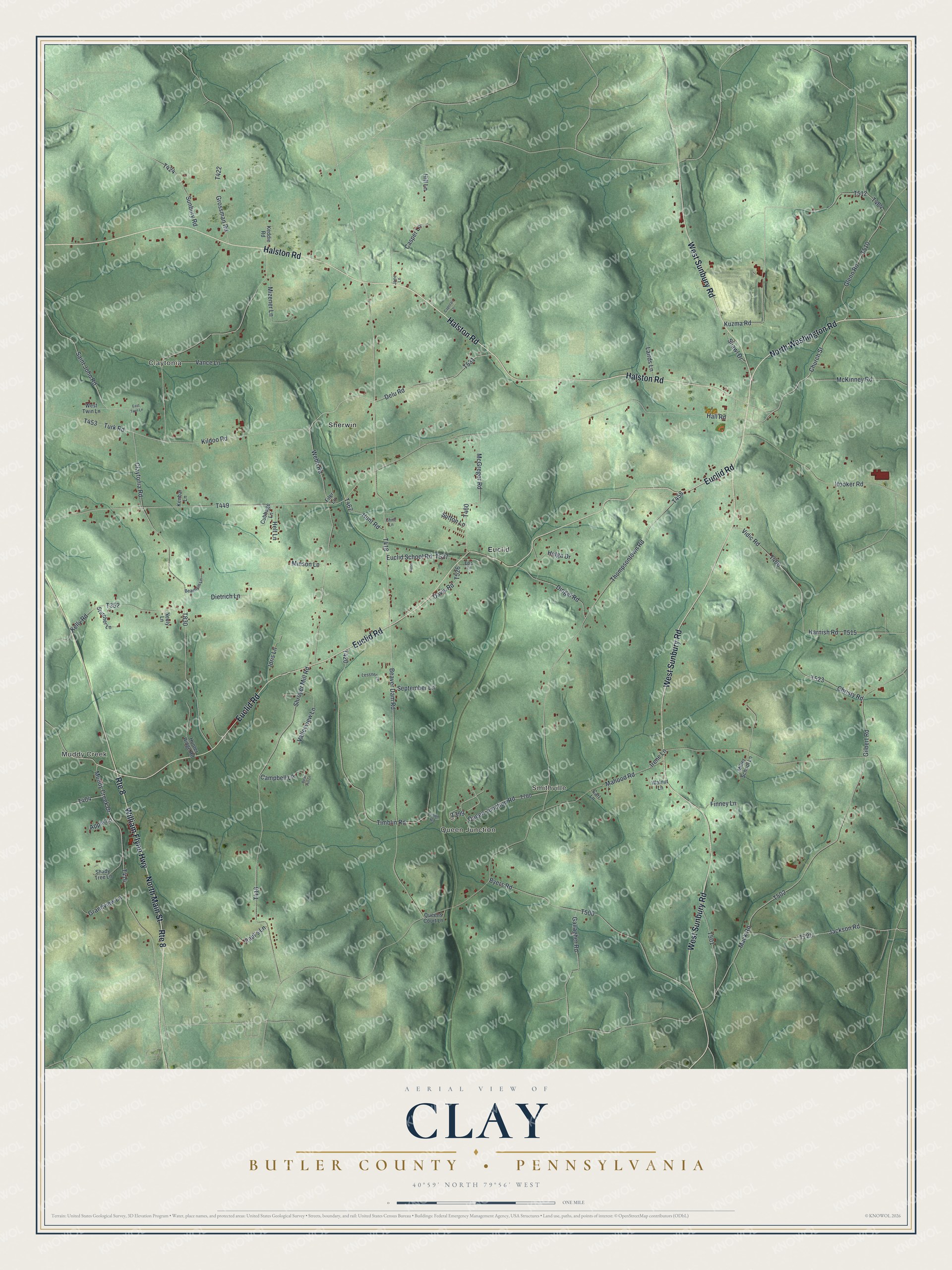Watermarked full-map preview of Clay, Pennsylvania